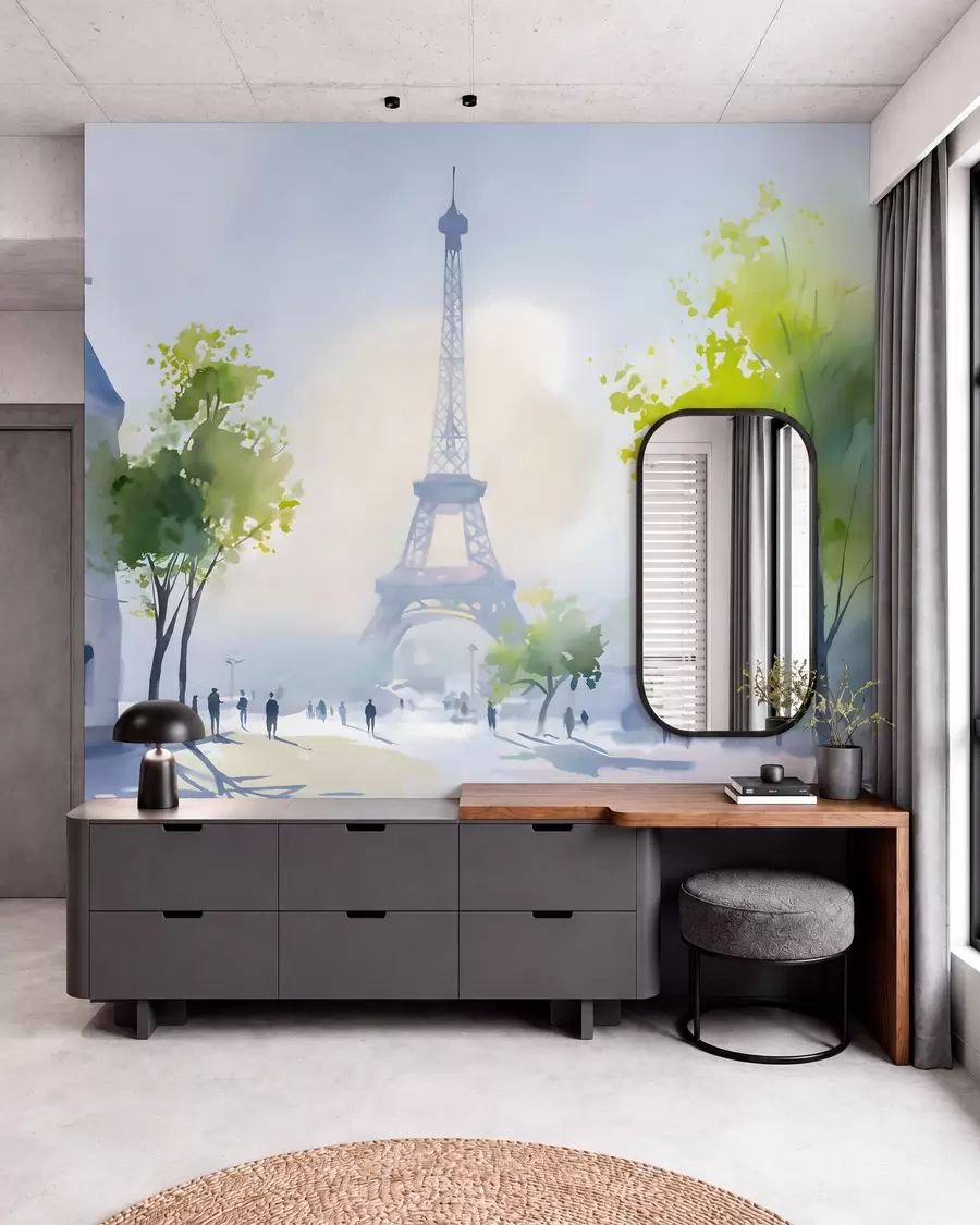 murales de pared París, un paisaje urbano en acuarela pintado «à la prima» w05566