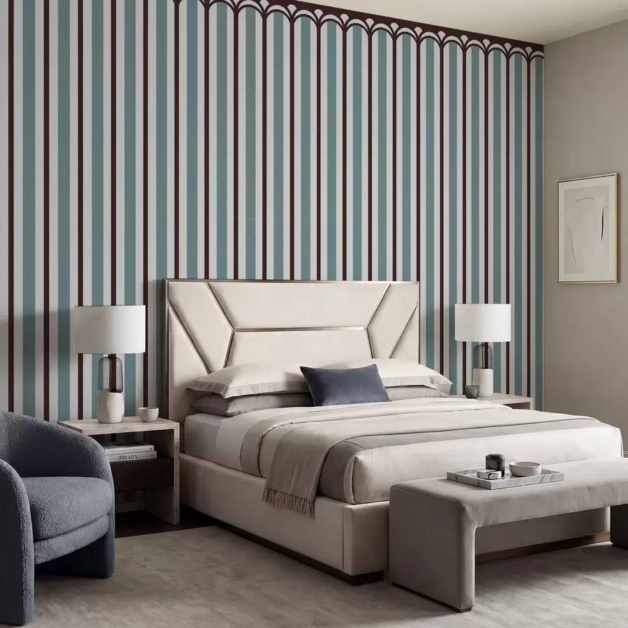murales de pared Adorno vertical en tonos azules y marrones w05610v5