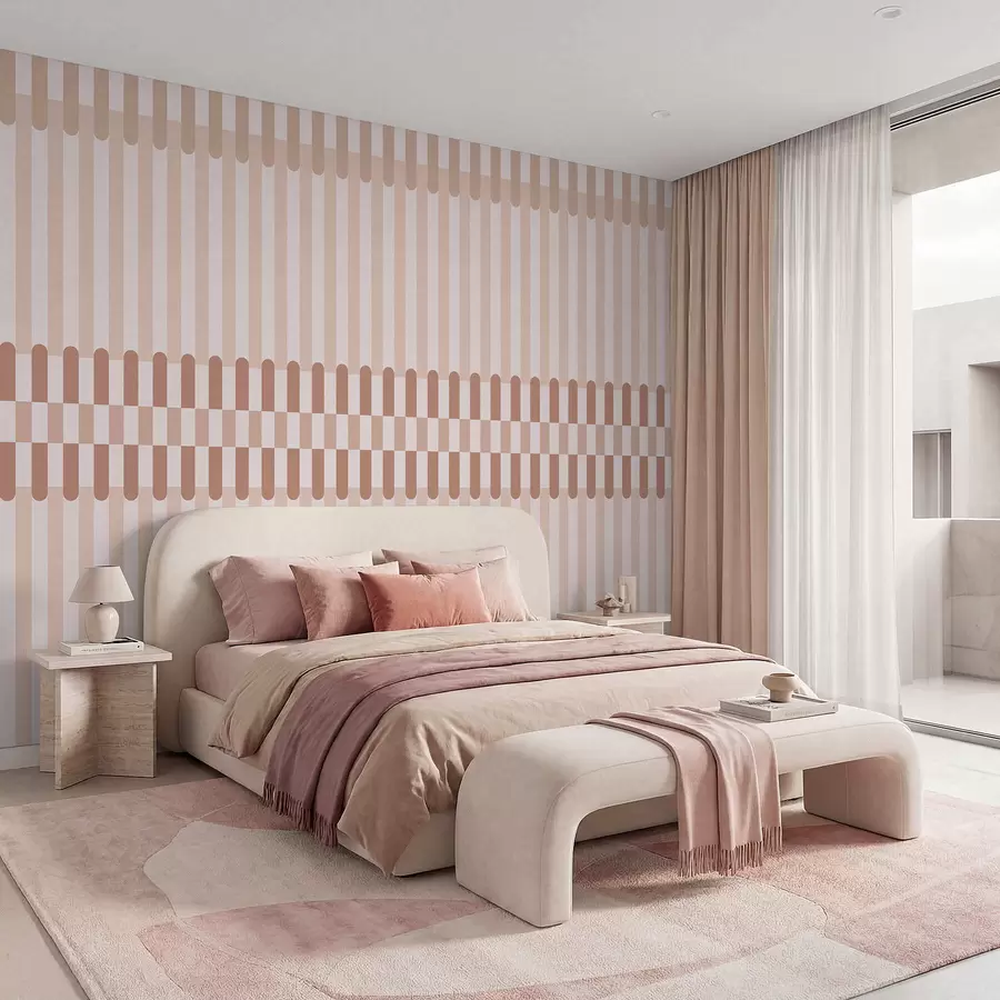 murales de pared Estampado a rayas en tonos rosa claro w05150v1