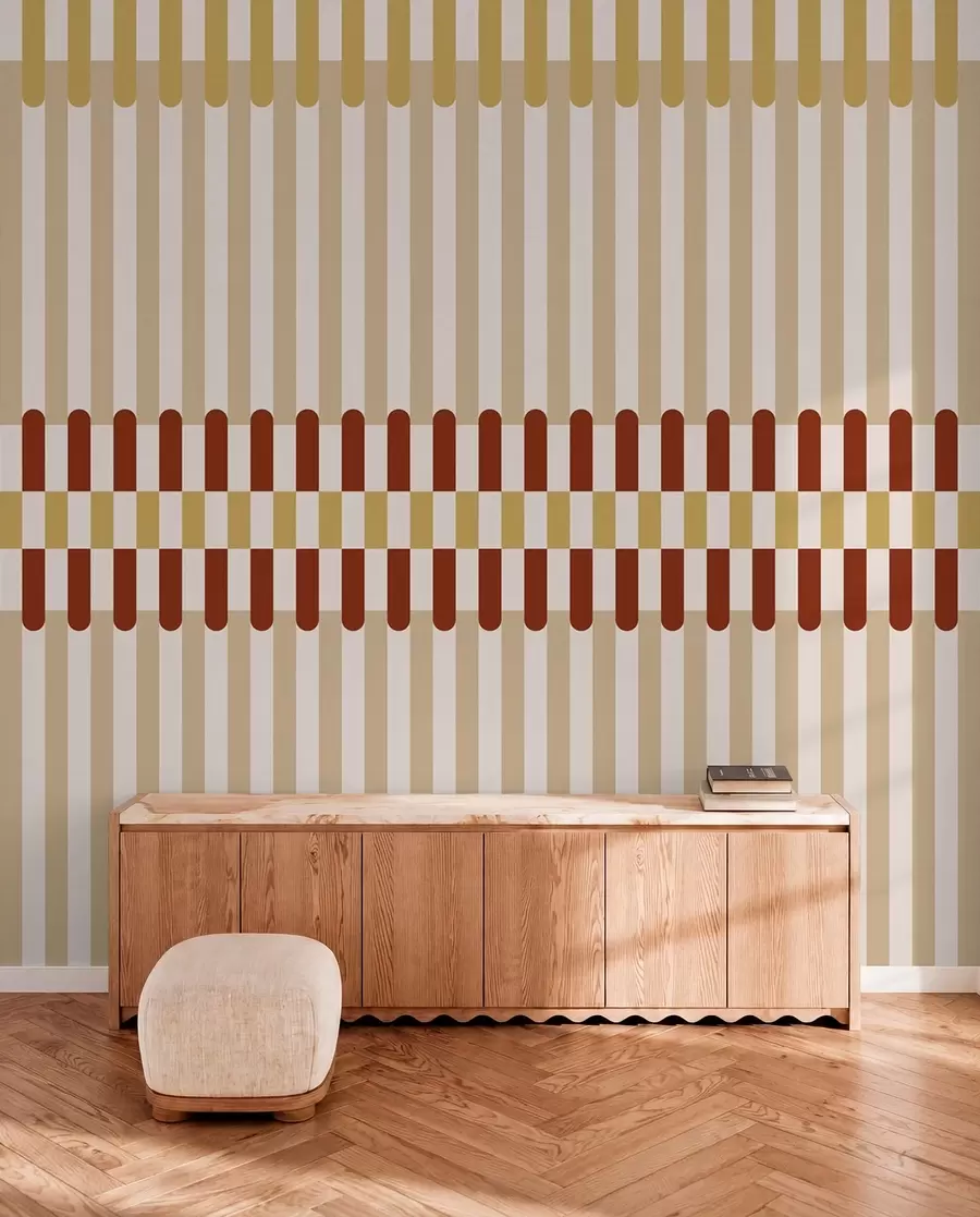 murales de pared Diseño a rayas en tonos beige y terracota w05150v3