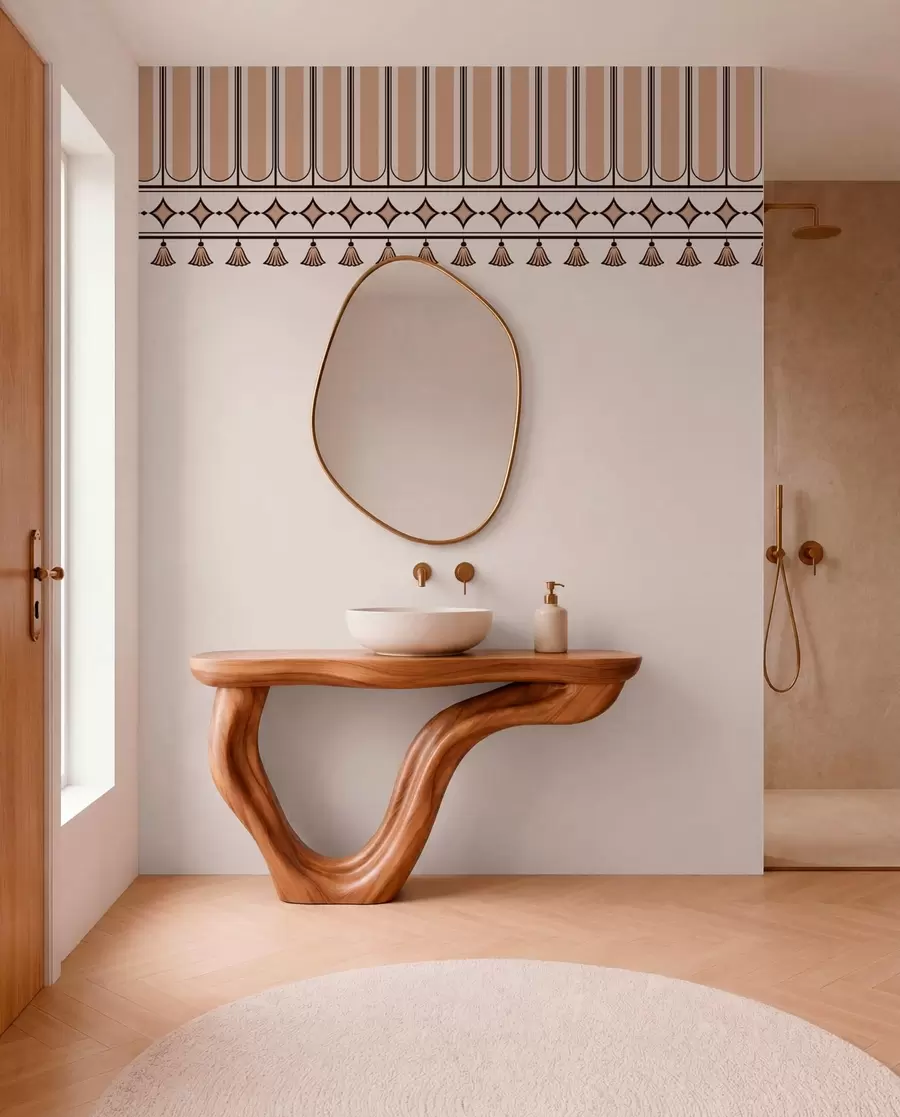 murales de pared Borde decorativo en tonos beige w05151