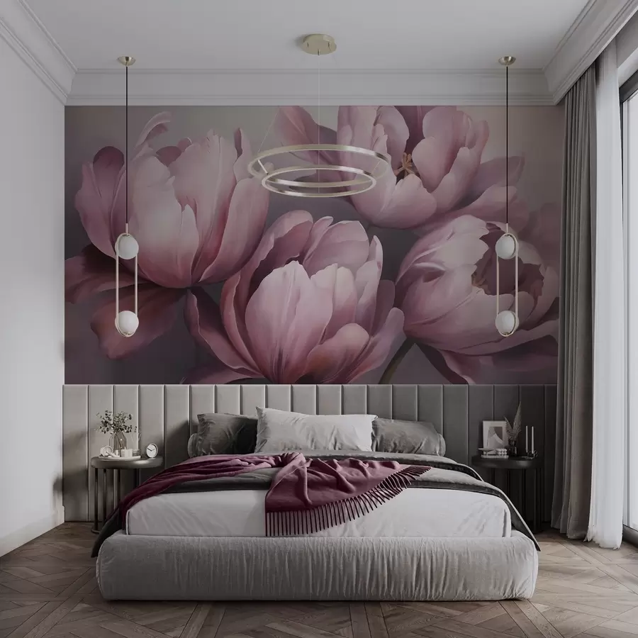 murales de pared Cuadro abstracto con motivos de tulipanes w05593