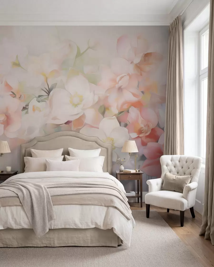 murales de pared Delicadas flores abstractas, imitación de una pintura w05594