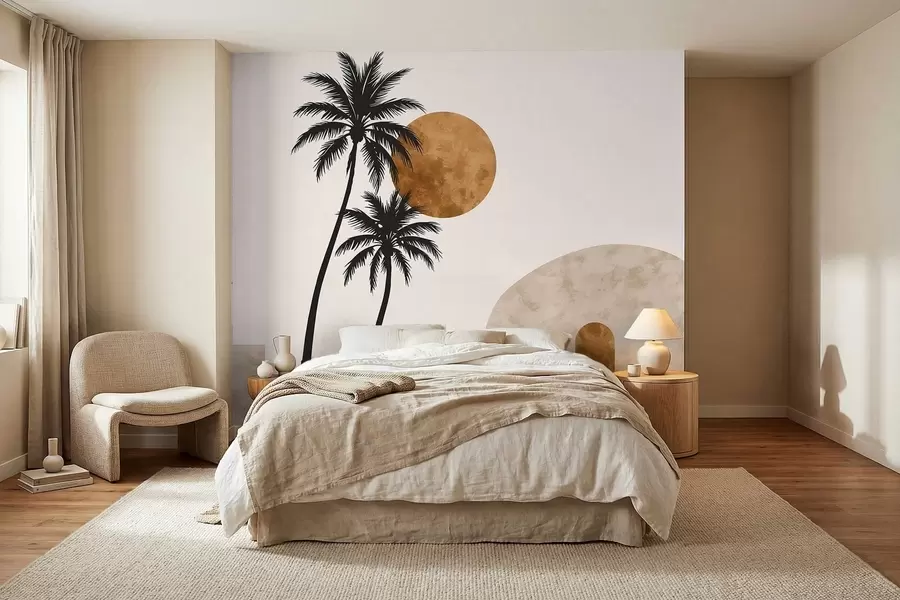 murales de pared Palmeras y un arco bajo el cálido sol w05547