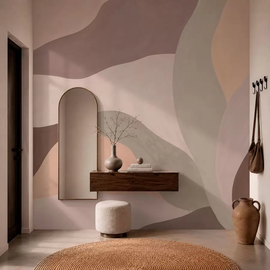 murales de pared Formas abstractas y fluidas en tonos pastel w05629