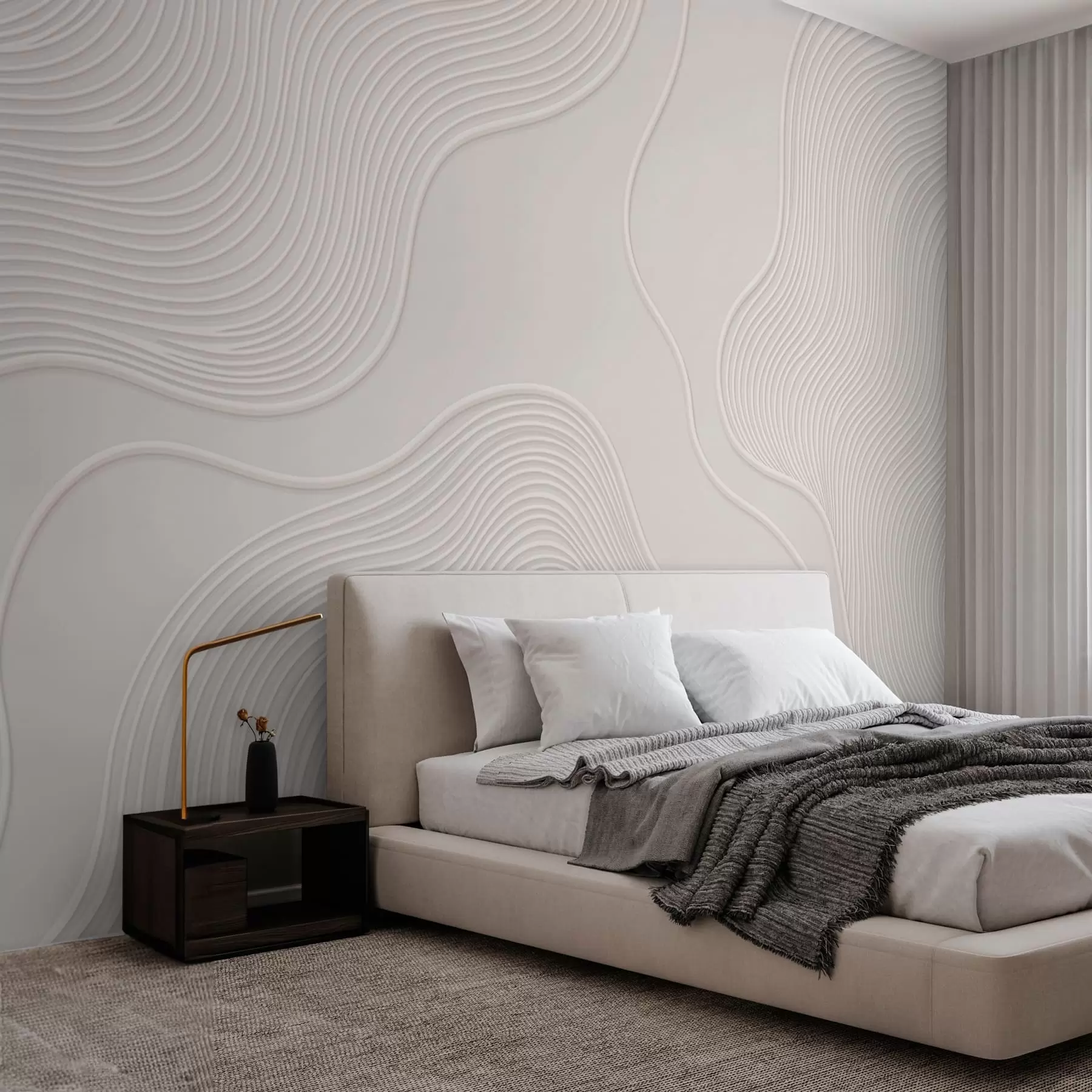 murales de pared Relieve abstracto con líneas onduladas y fluidas w05689