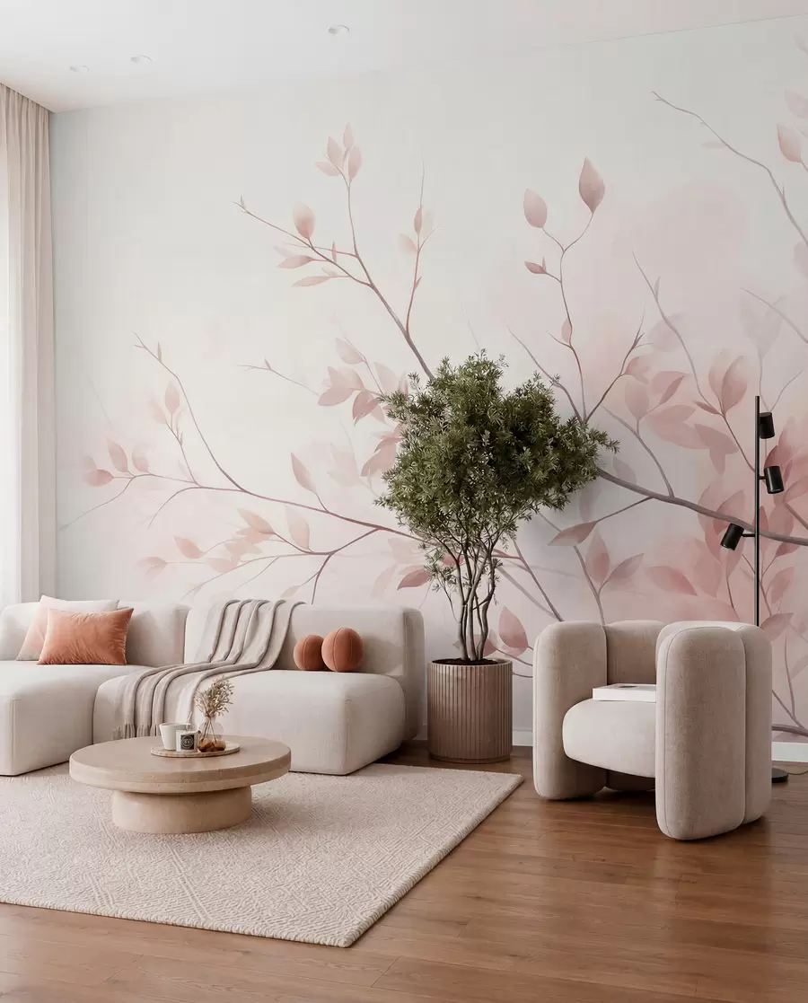 murales de pared Ramitas rosas en la luz w09910
