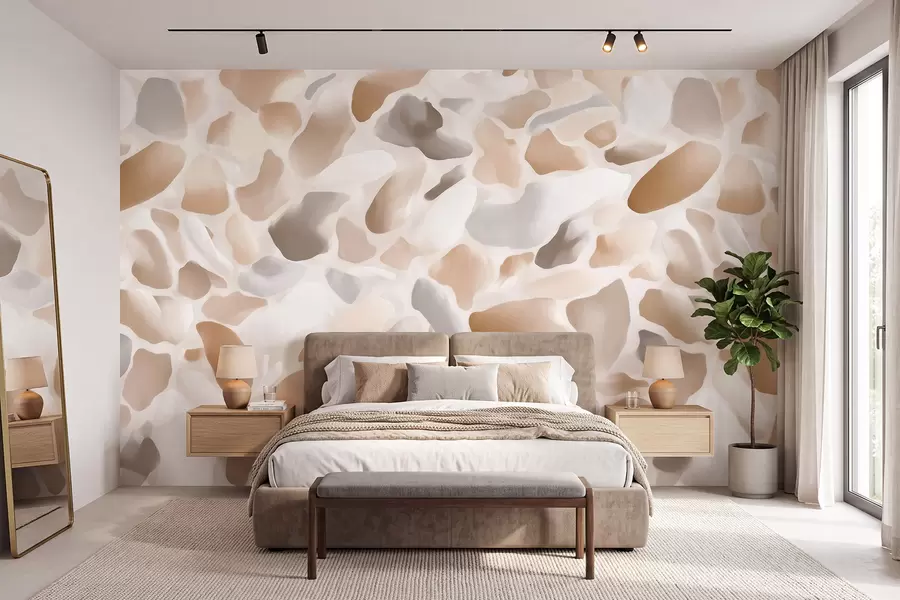 murales de pared Textura abstracta de terrazo natural en tonos claros w09933