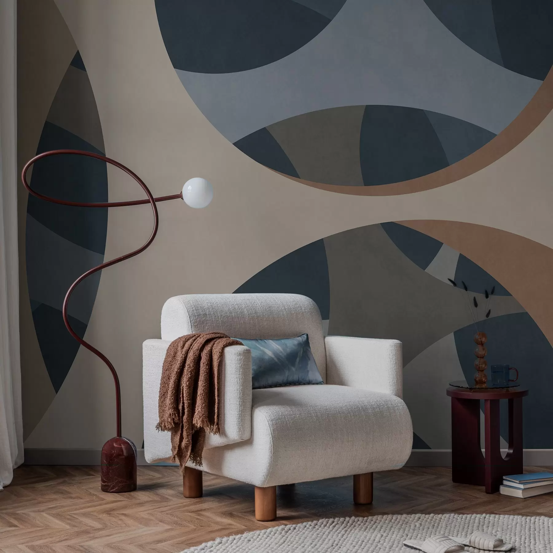 murales de pared abstracción textural contemporánea en tonos azules y beige w05751