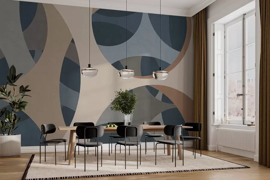 murales de pared abstracción textural contemporánea en tonos azules y beige w05751