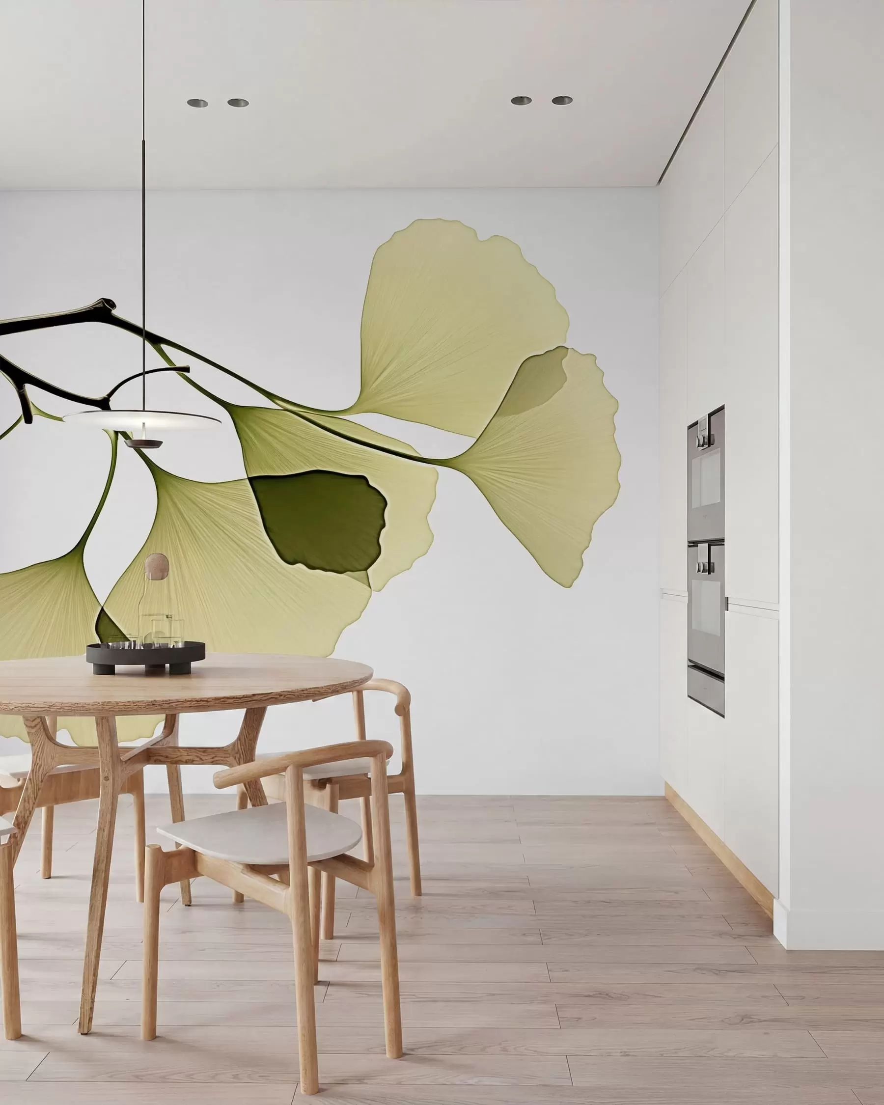 murales de pared Hojas de ginkgo en forma de abanico w09968