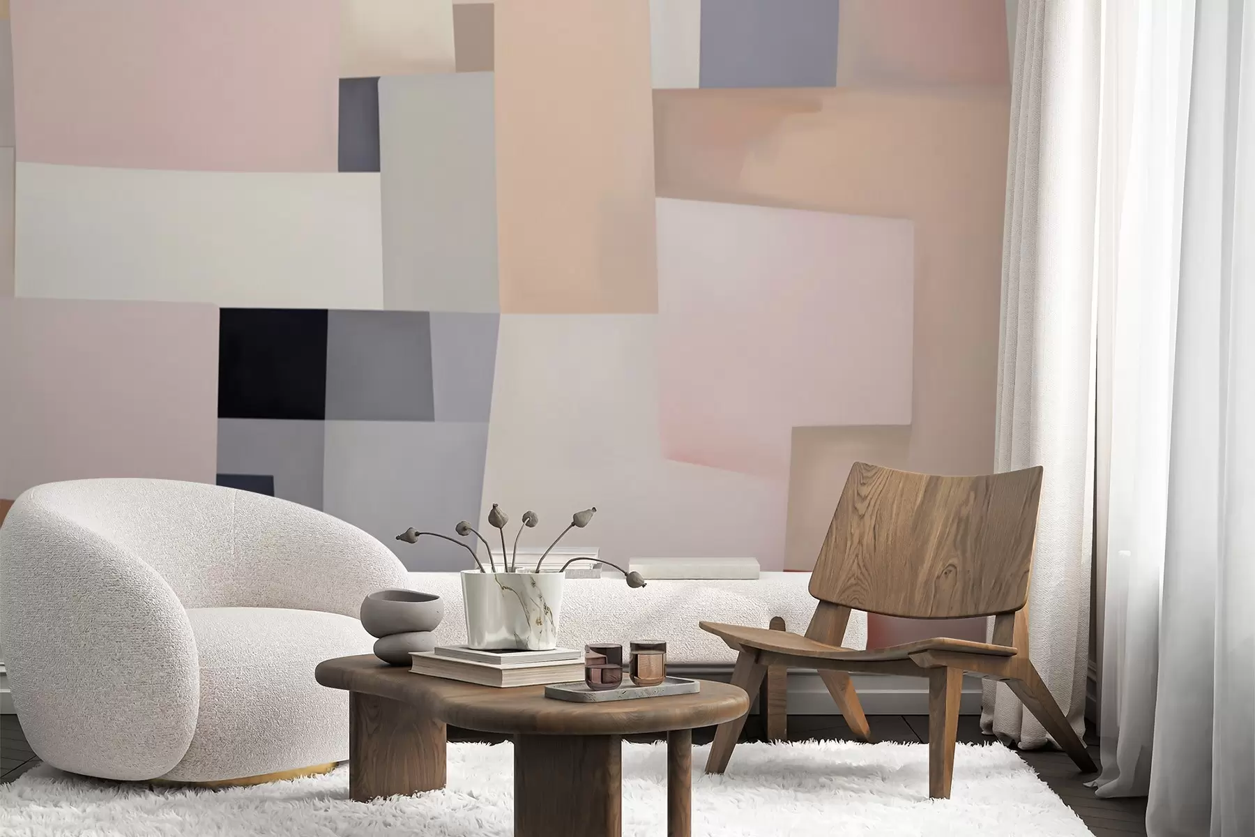 murales de pared Abstracción geométrica con desenfoque simulado y textura w05785