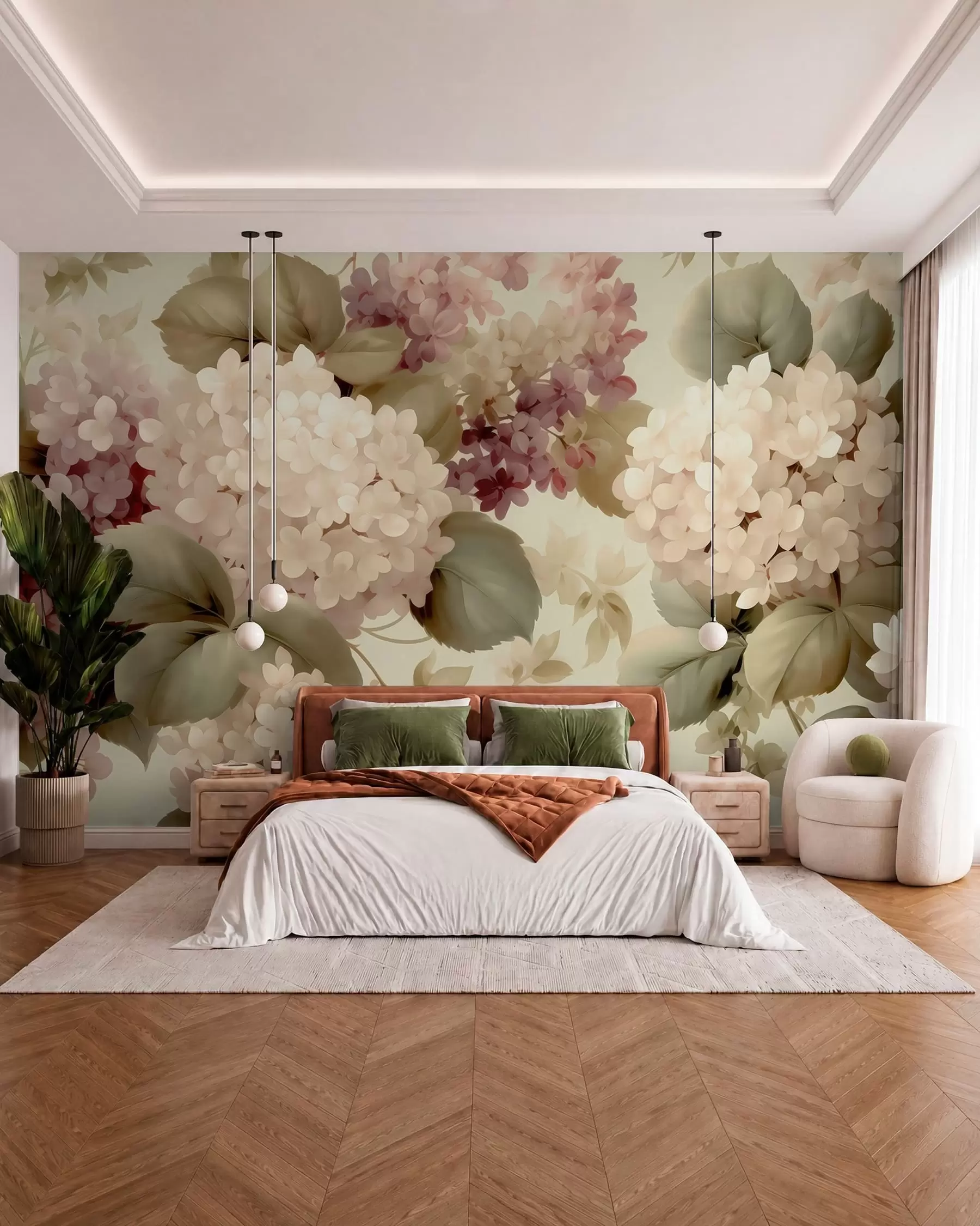 murales de pared Flores de hortensia w05436