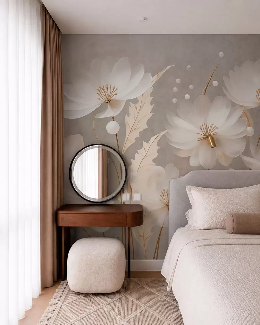 murales de pared Danza de flores blancas w05857