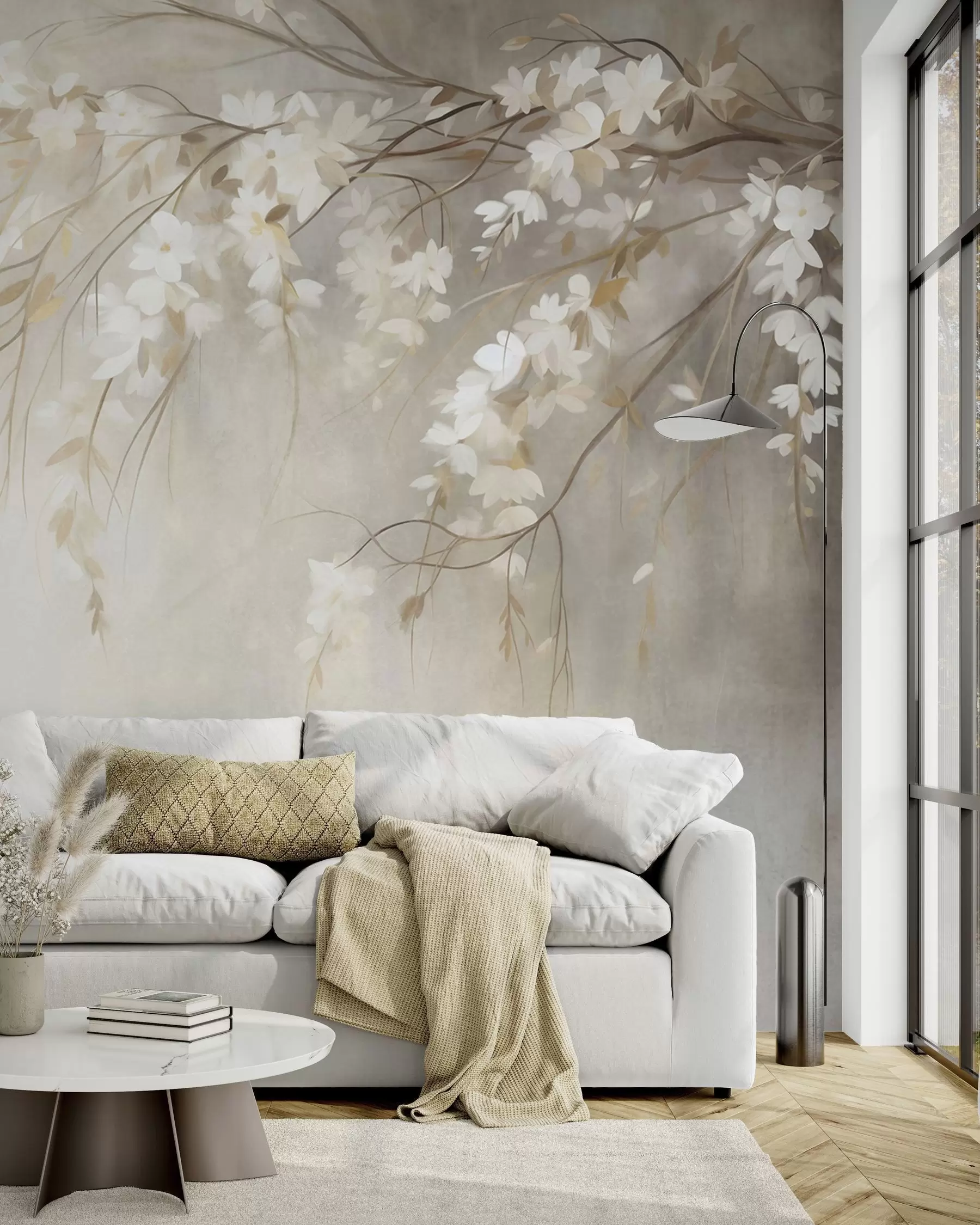 murales de pared Rama de flores blancas w10024