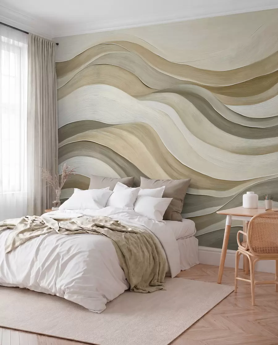 murales de pared Olas verde salvia w05881