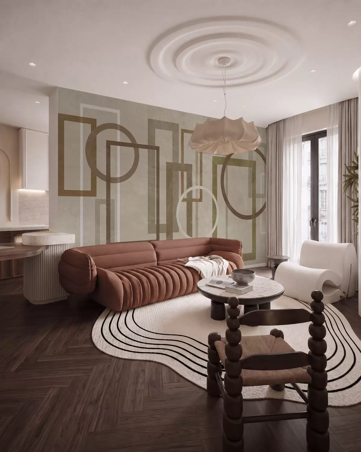 murales de pared Ritmos serenos · Beige w10031v1