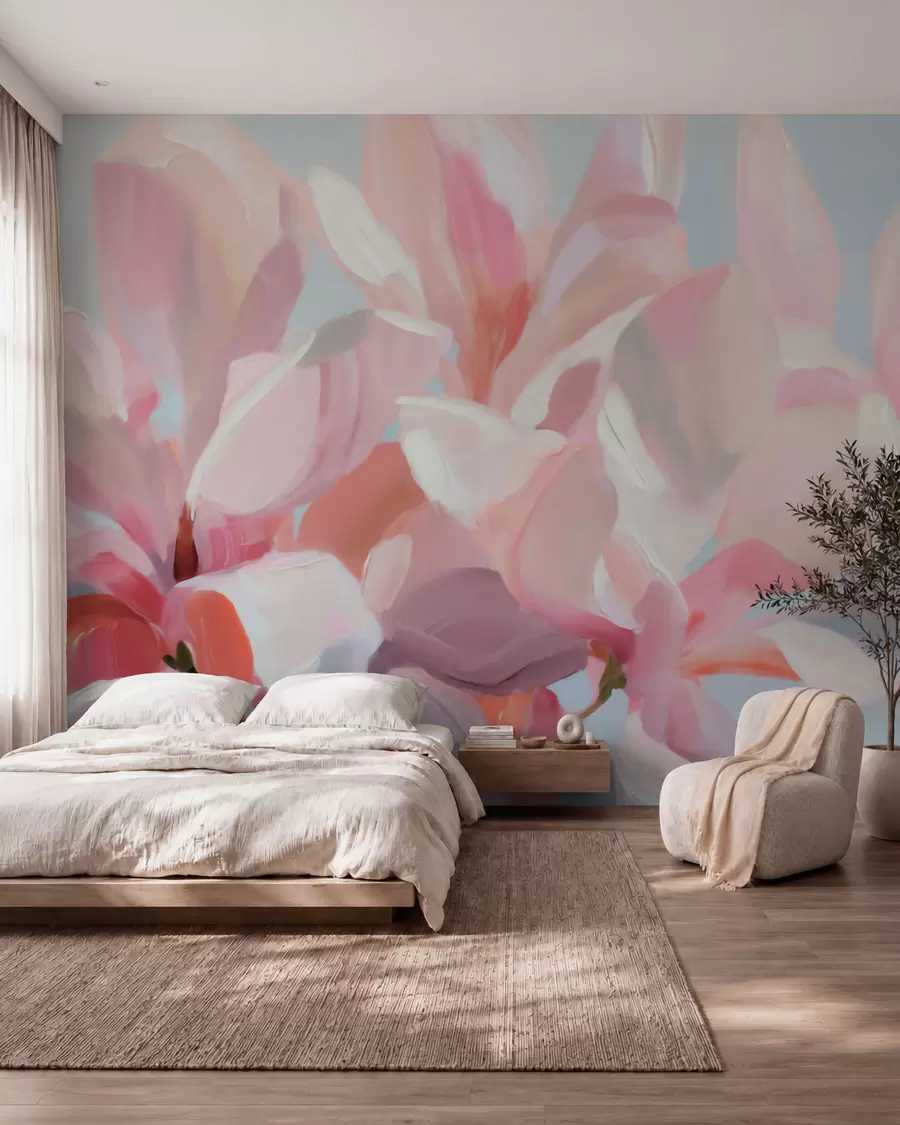murales de pared Magnolia en rosa empolvado w10043