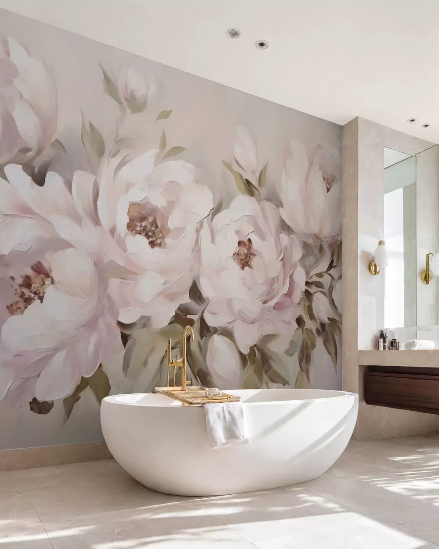 murales de pared Peonías abstractas, pintura de imitación w05901