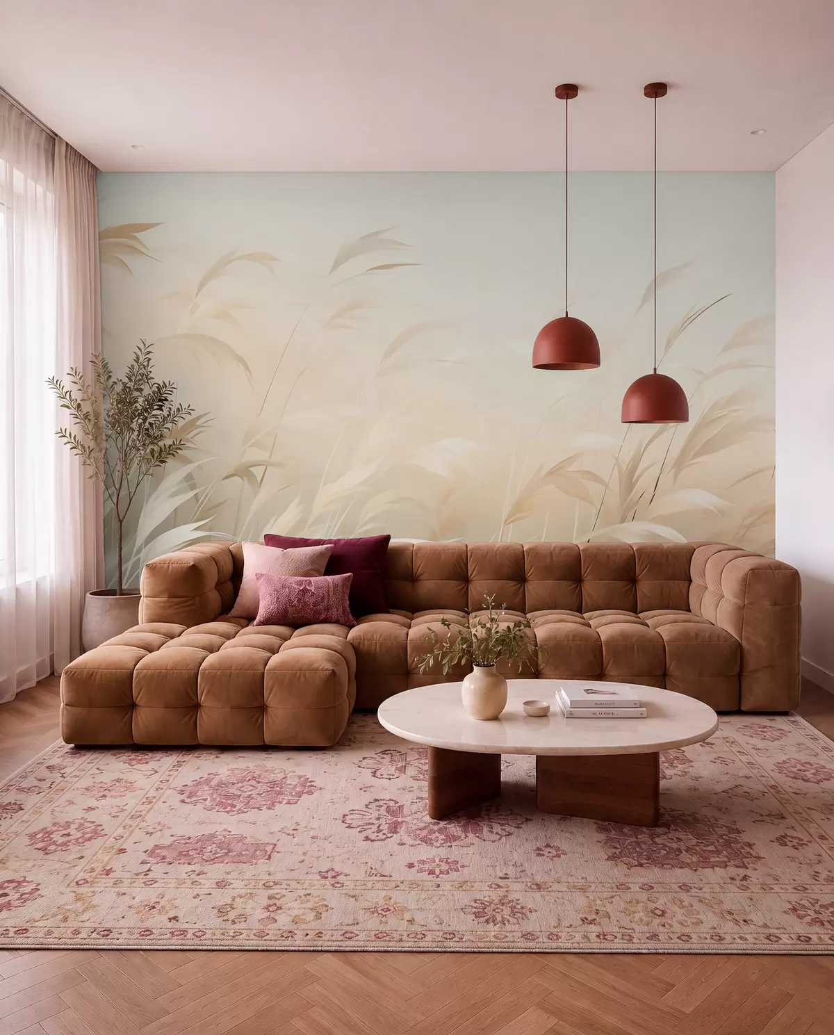 murales de pared Hierbas en tonos arena w05910