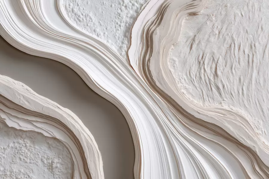 murales de pared Imitación de yeso con textura ondulada en tonos crema-beige con efecto 3D w10042