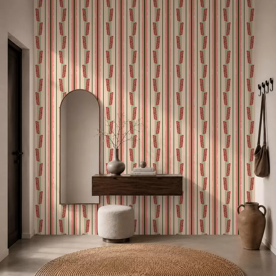 murales de pared Racimos de tomates cherry entre rayas verticales a01265