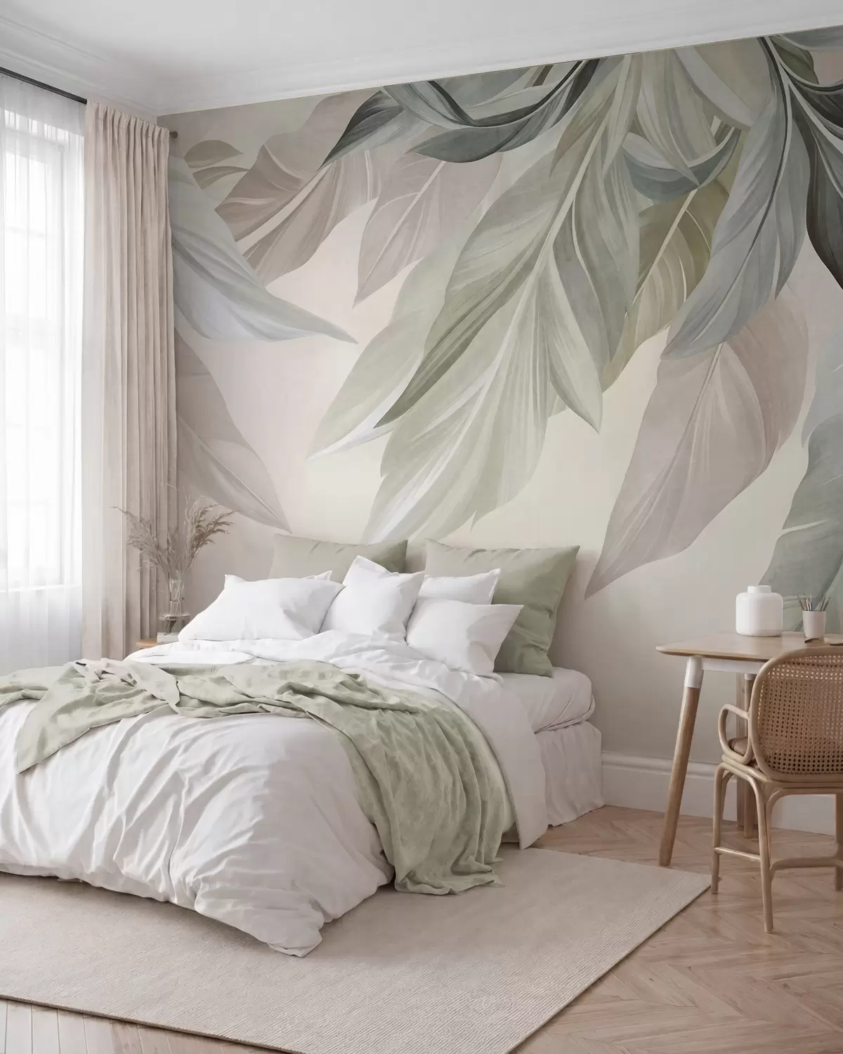 murales de pared Hojas en tonos pastel w10054
