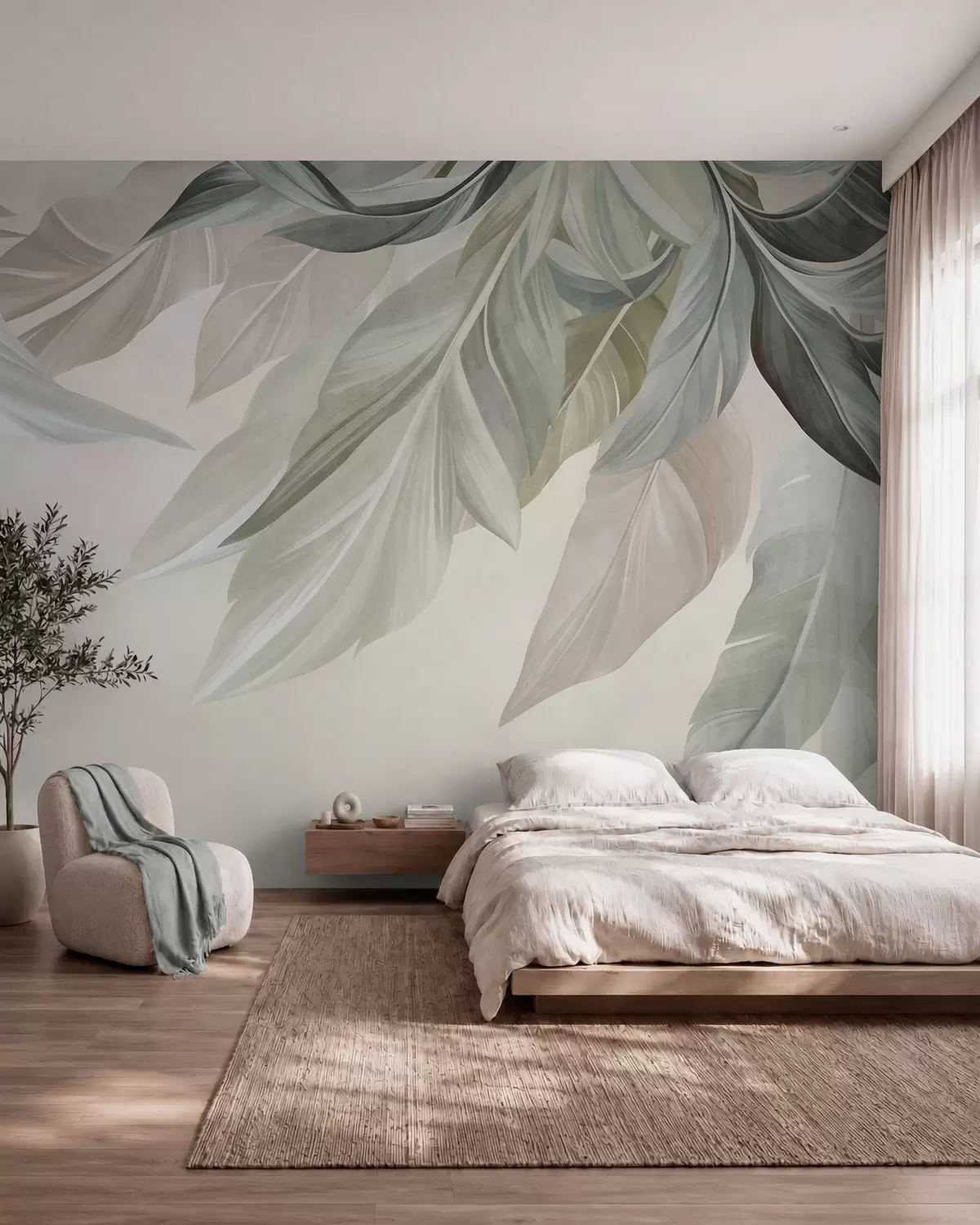 murales de pared Hojas en tonos pastel w10054