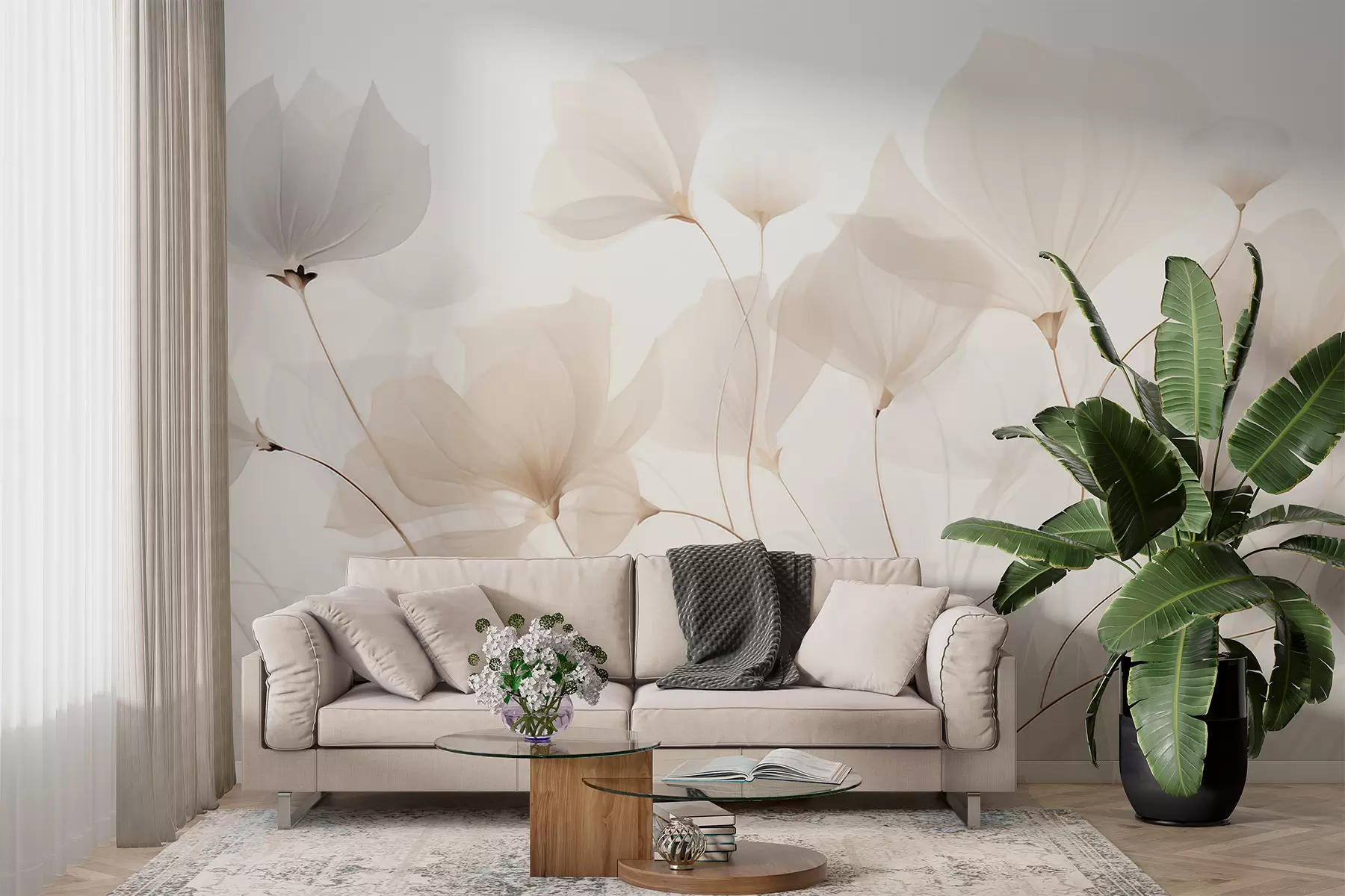 murales de pared Pétalos color vainilla w05293