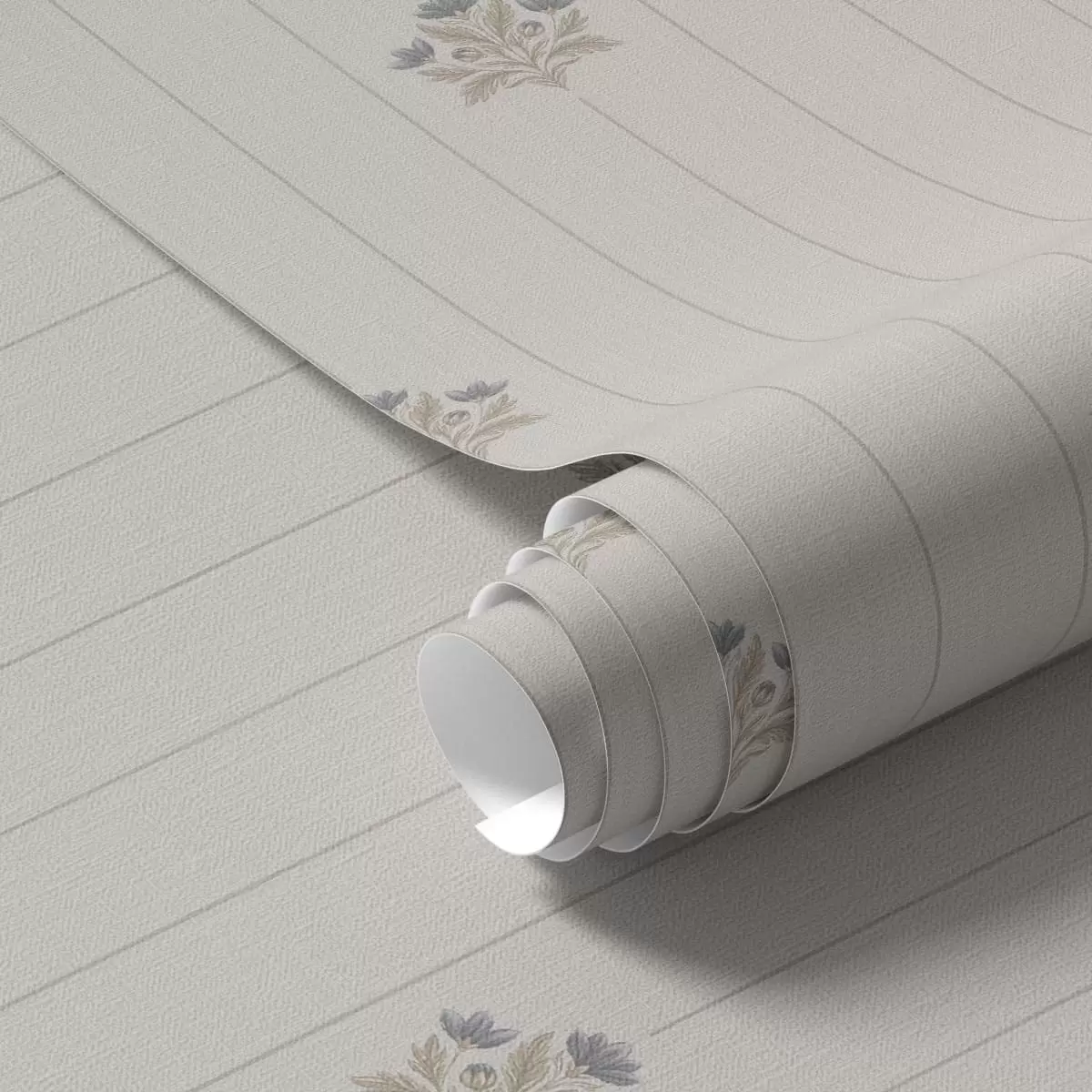 Papel pintado Delicados motivos florales y rayas verticales a01282