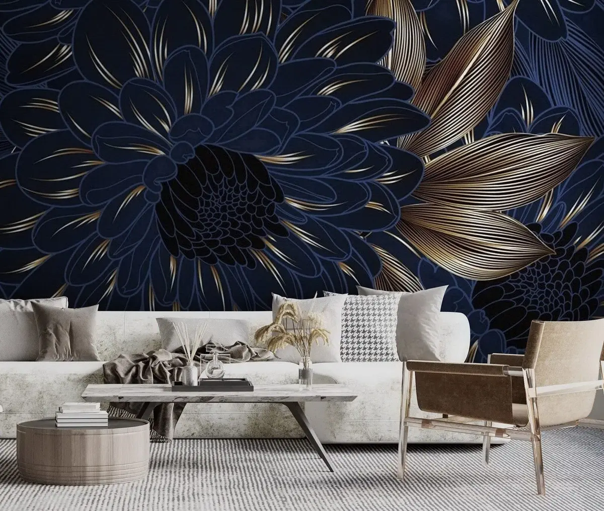 murales de pared Flores y hojas crisantemos u72140