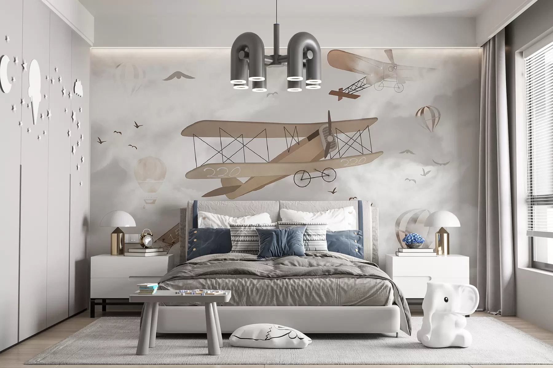 murales de pared Biplanos y globos u72210