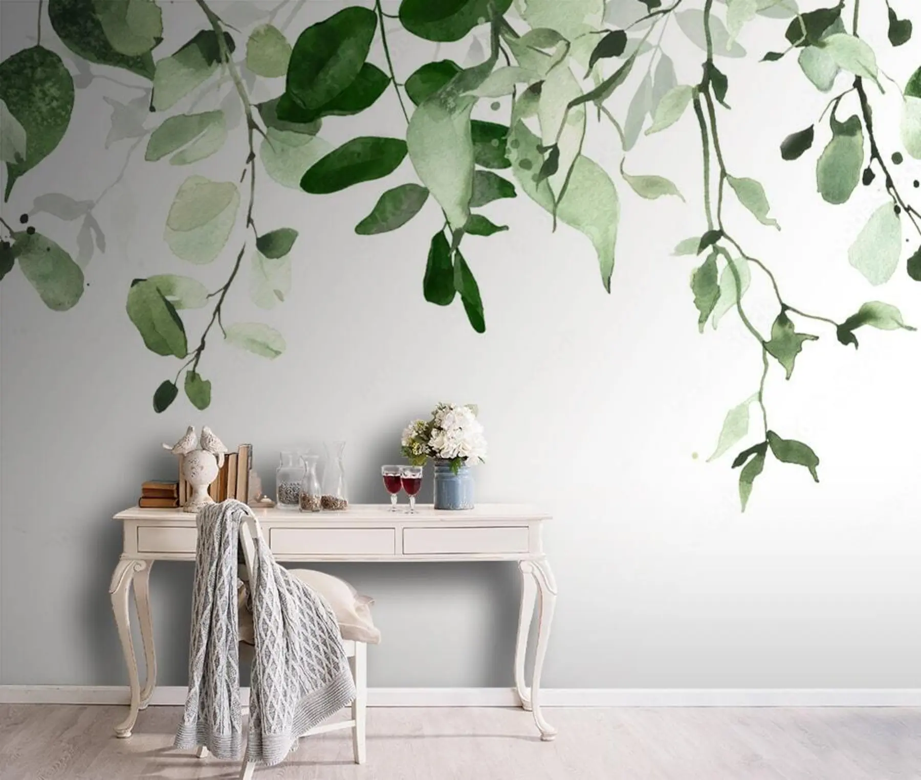 murales de pared Hojas de acuarela y ramas u72397