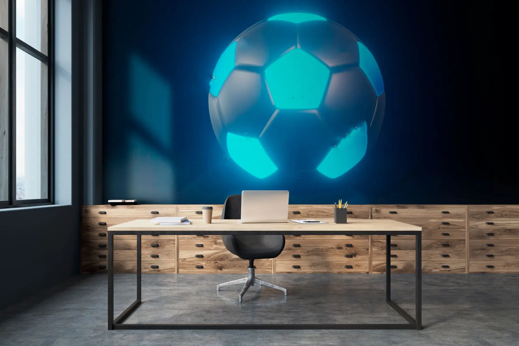 murales de pared Fútbol con luz de fondo u72792