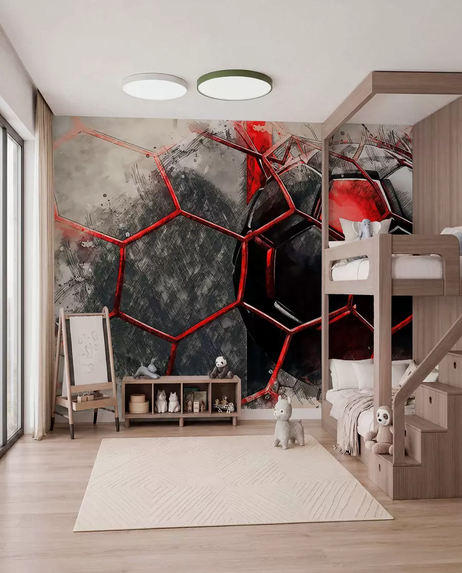 murales de pared Fútbol en movimiento rojo u72803