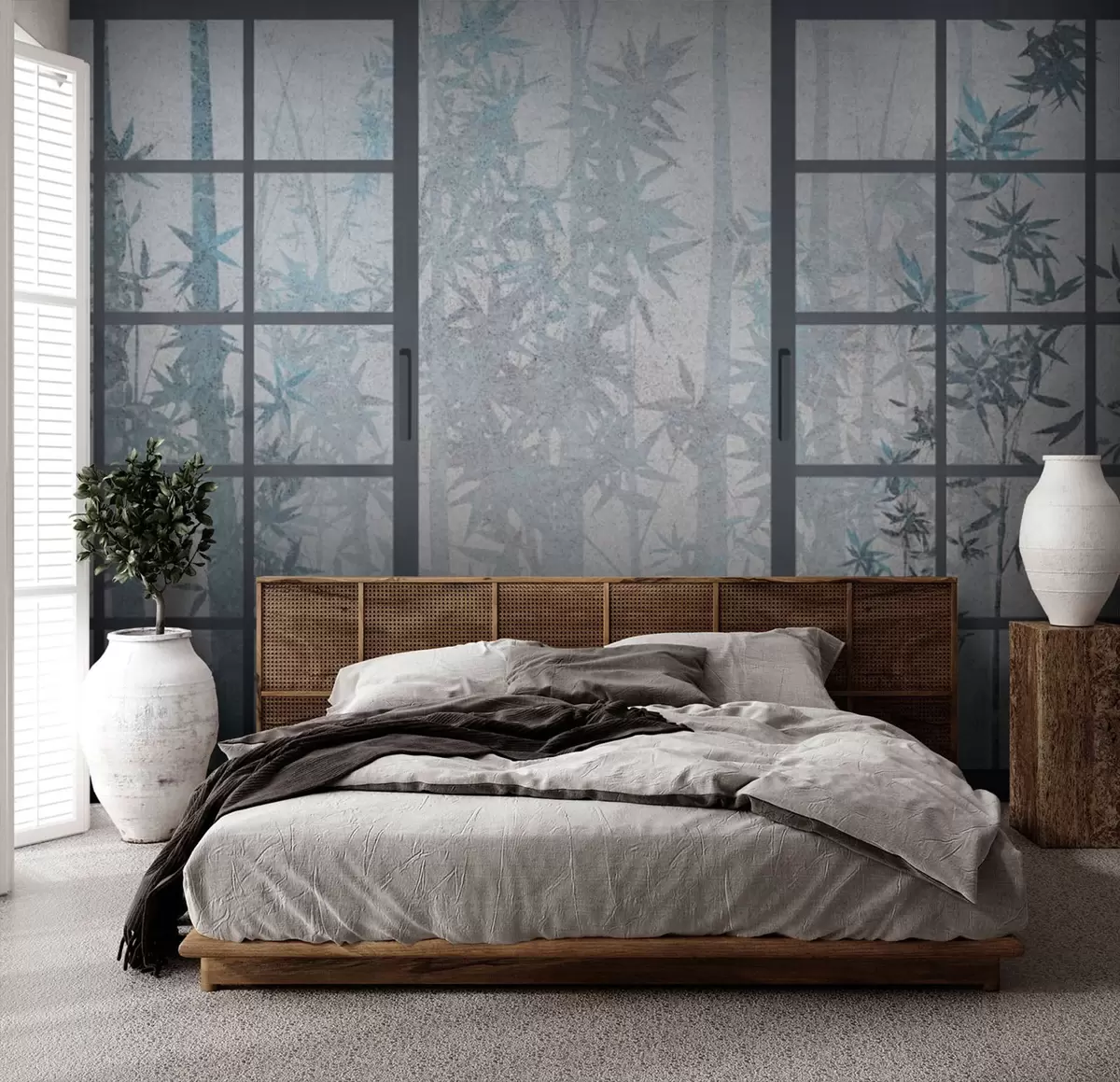 murales de pared Bamboo y estilo japonés de estilo de puerta tradicional japonesa u73365
