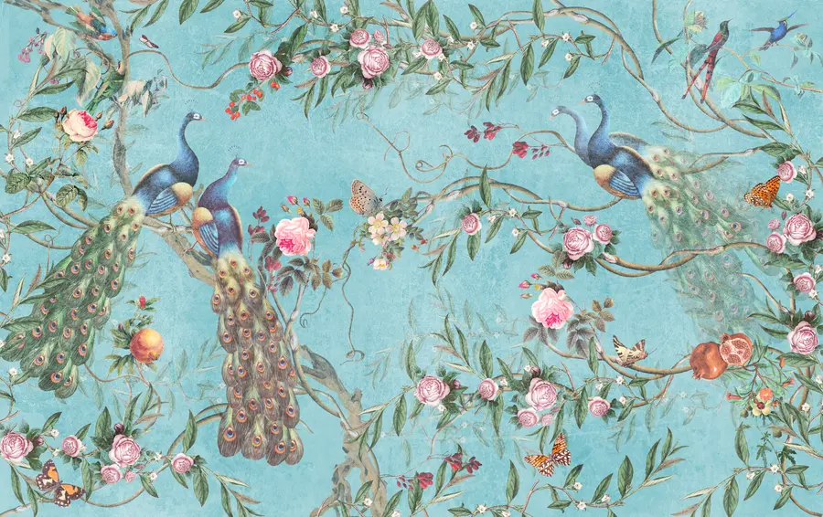 murales de pared Ave, flor y vertebrado u12428