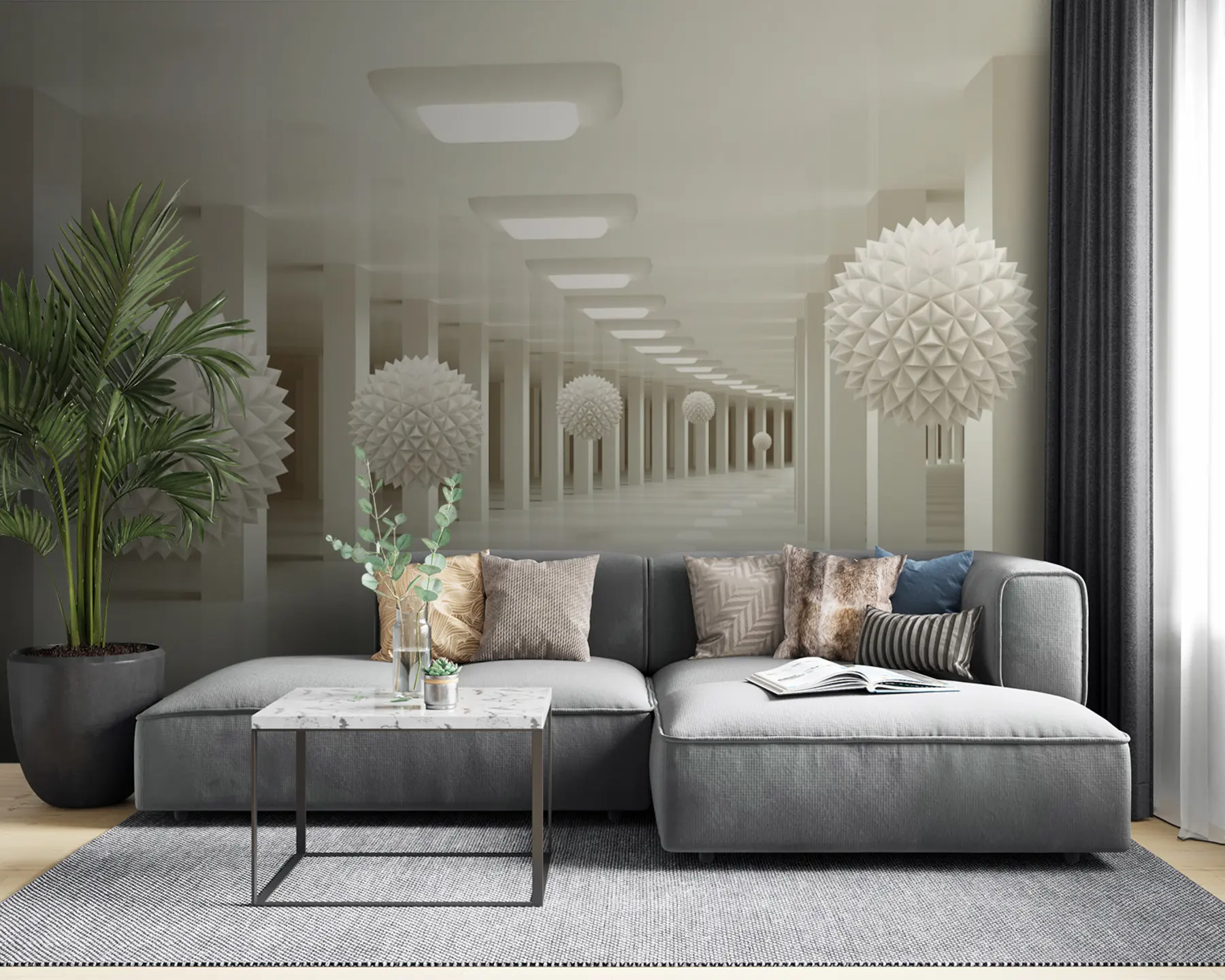 murales de pared Construcción, iluminación y madera u24296