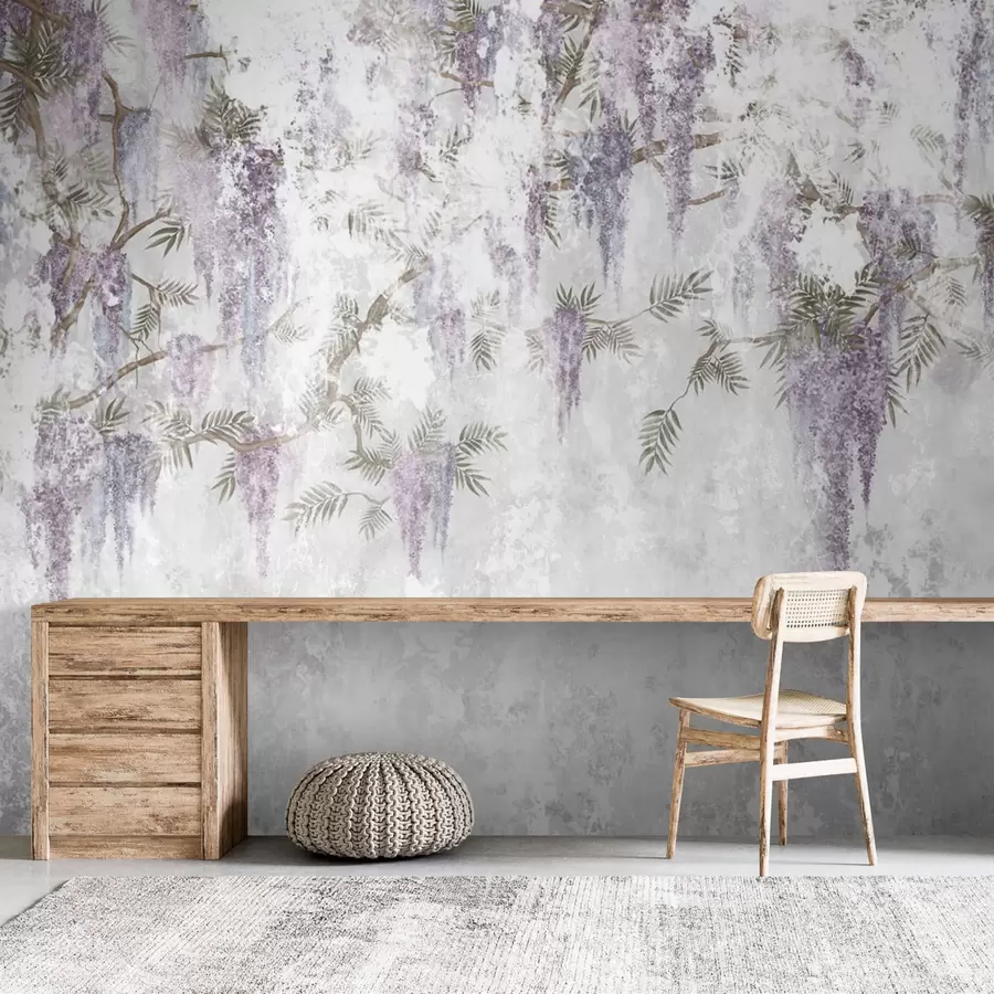 murales de pared Tendencia colgante ramas de brunge con colores morados u73816