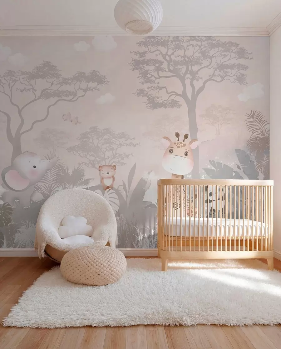 murales de pared Lindos animales en el Savana u73878