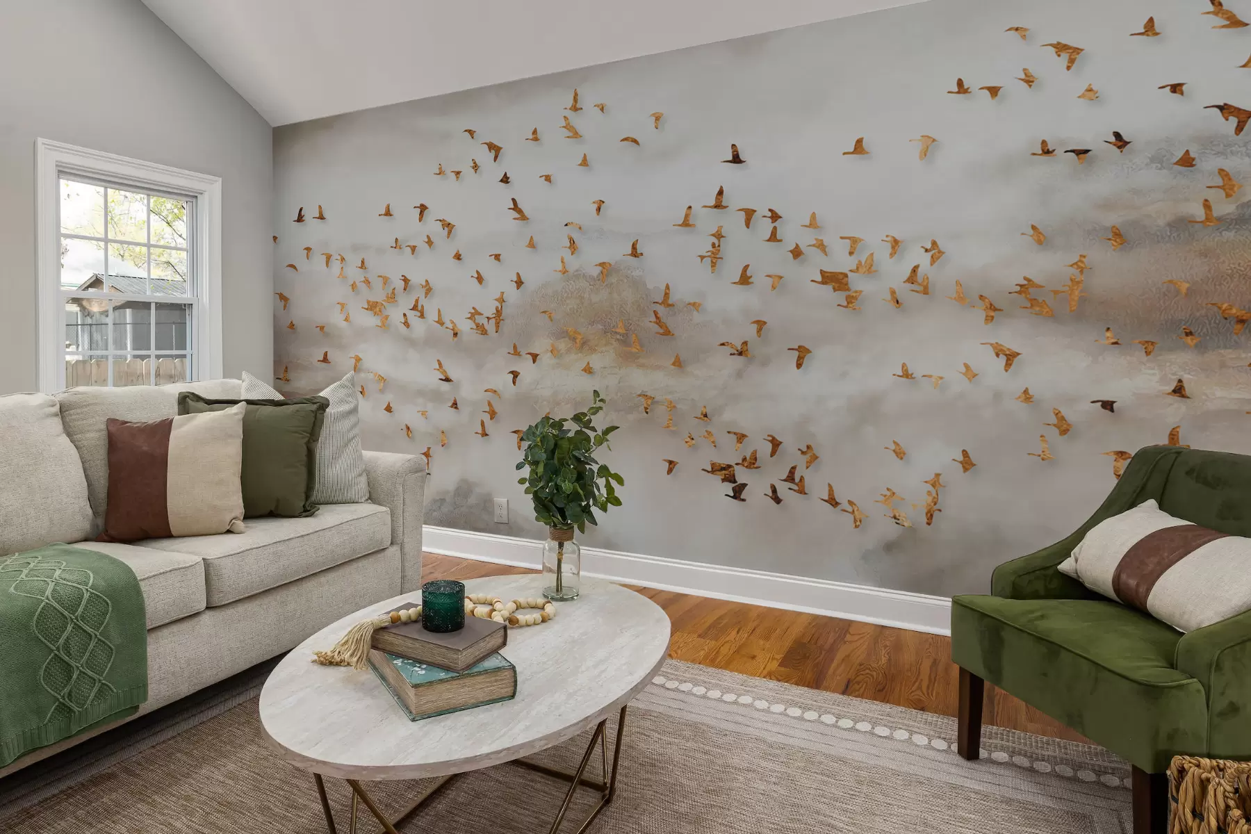 murales de pared Flock de pájaros en las montañas u93537