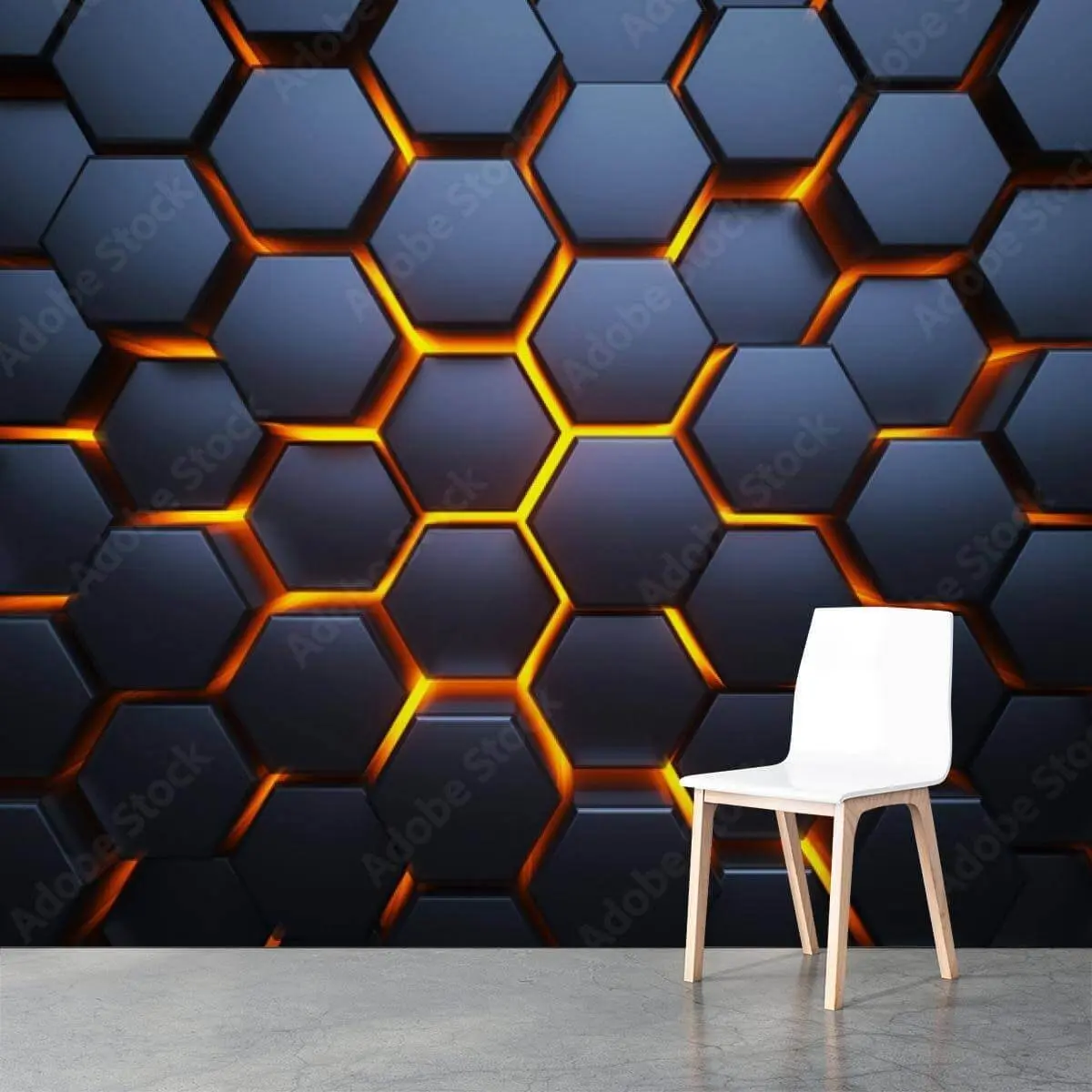 murales de pared Resplandor de luz bajo los hexágonos. u93570