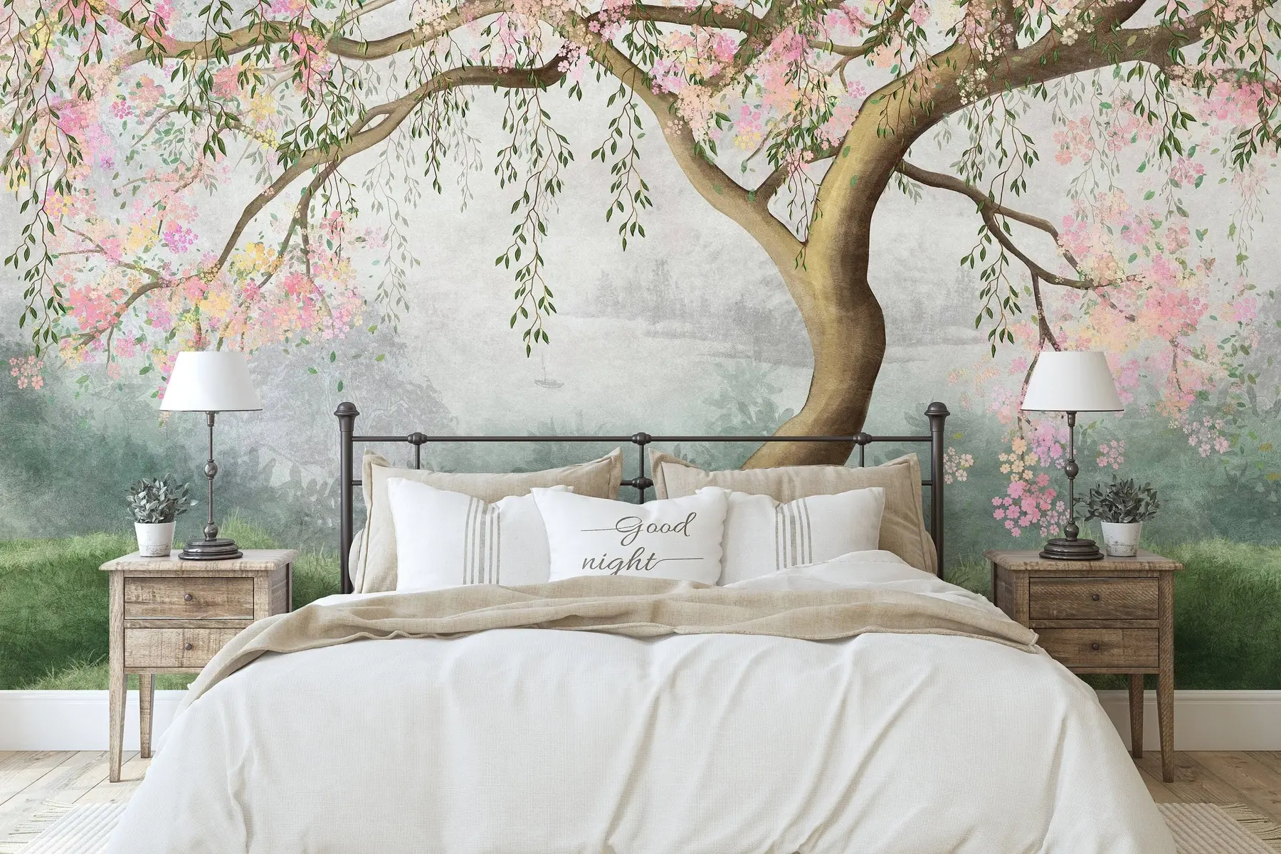 murales de pared Árbol en flor en la colina u93587