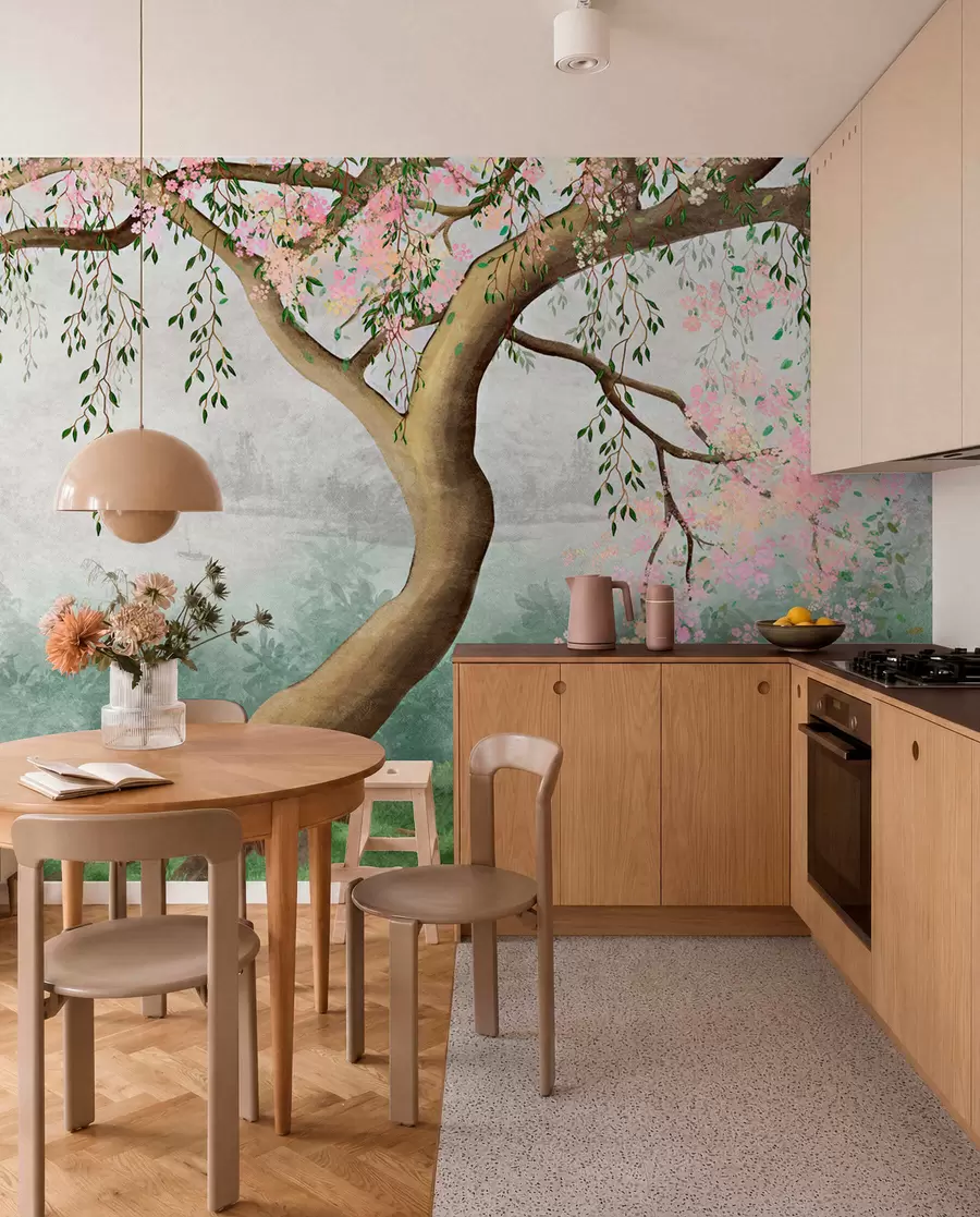 murales de pared Árbol en flor en la colina u93587