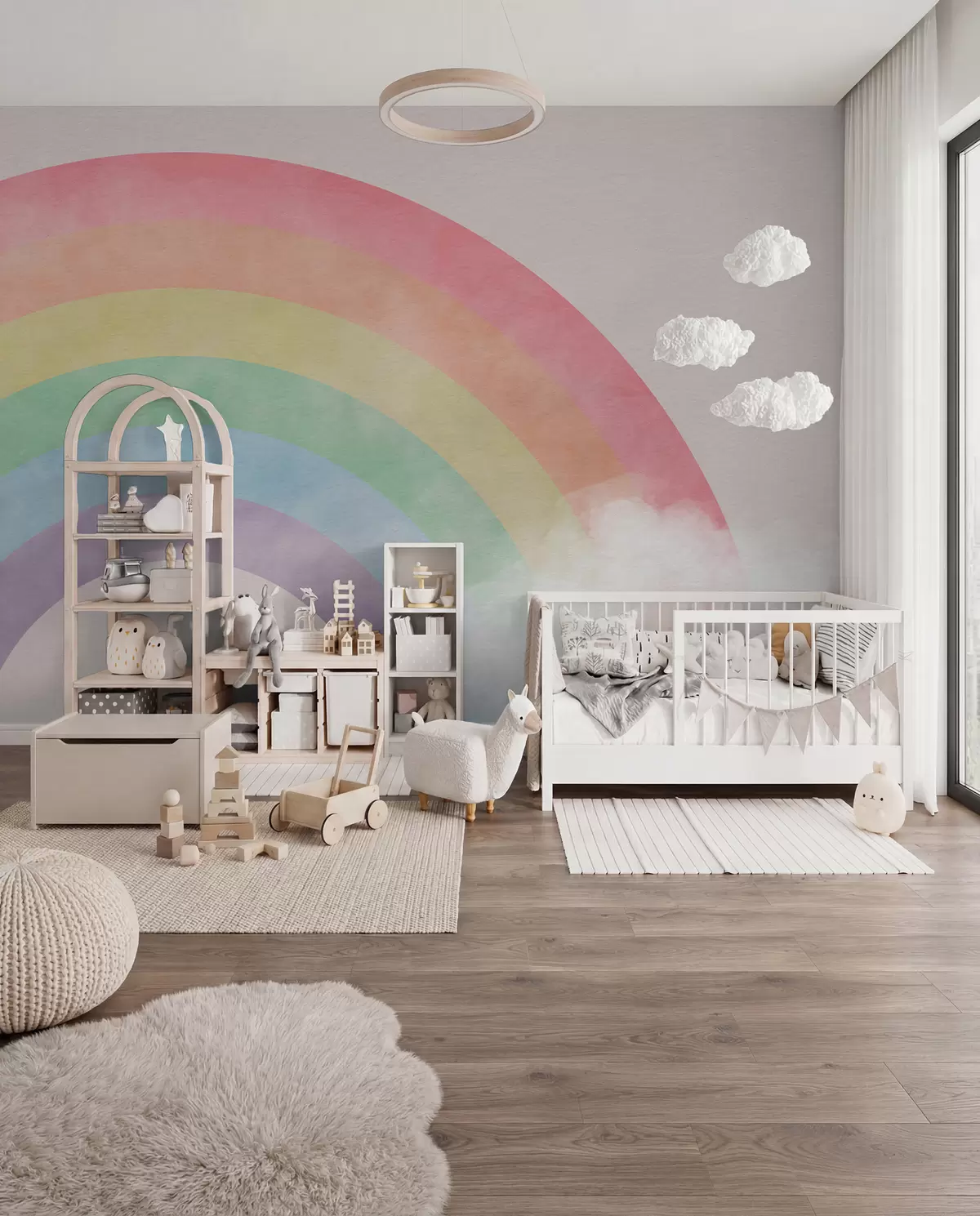 murales de pared Nube y arco iris en el fondo u93619