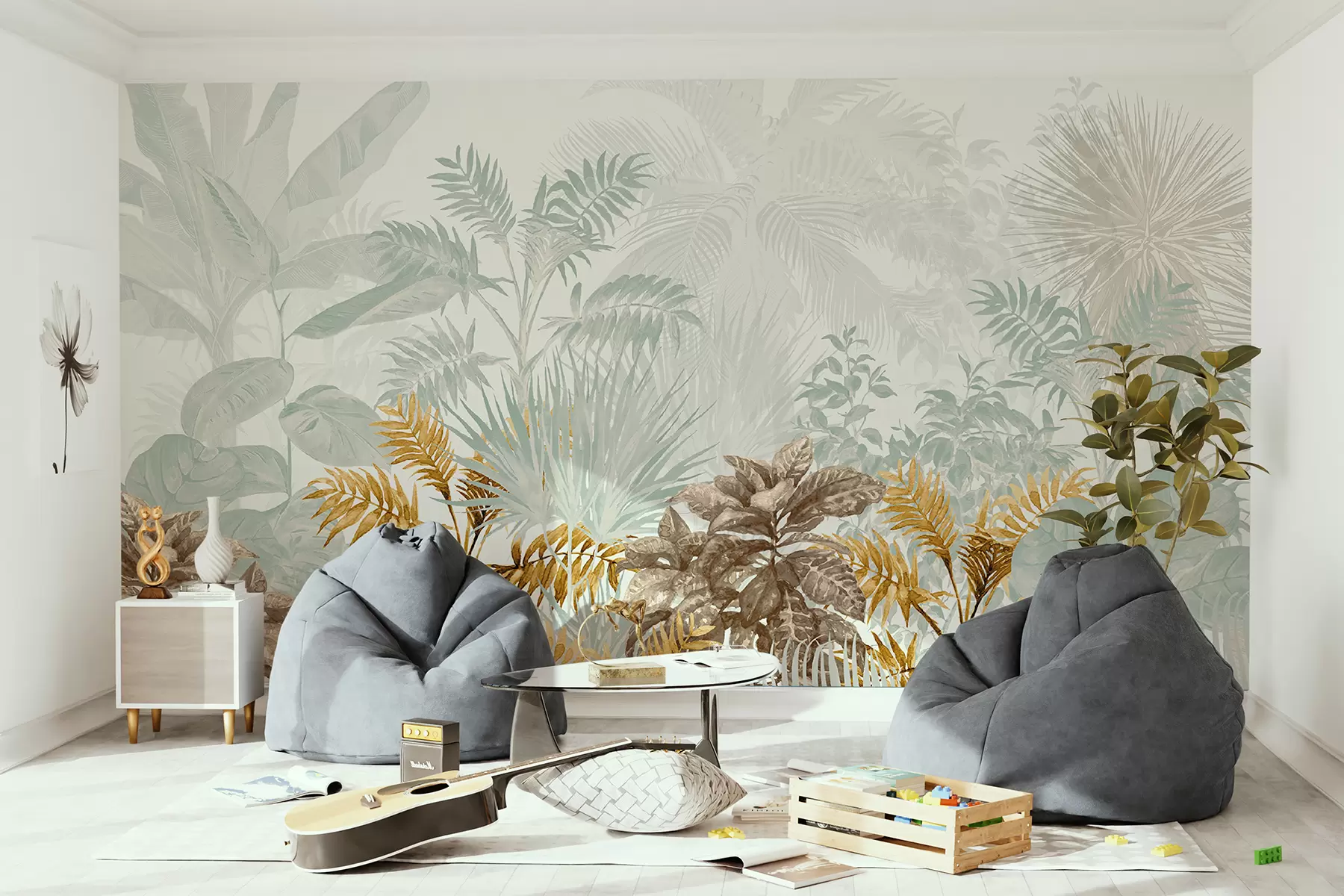 murales de pared Bosque tropical con textura de acuarela u73803