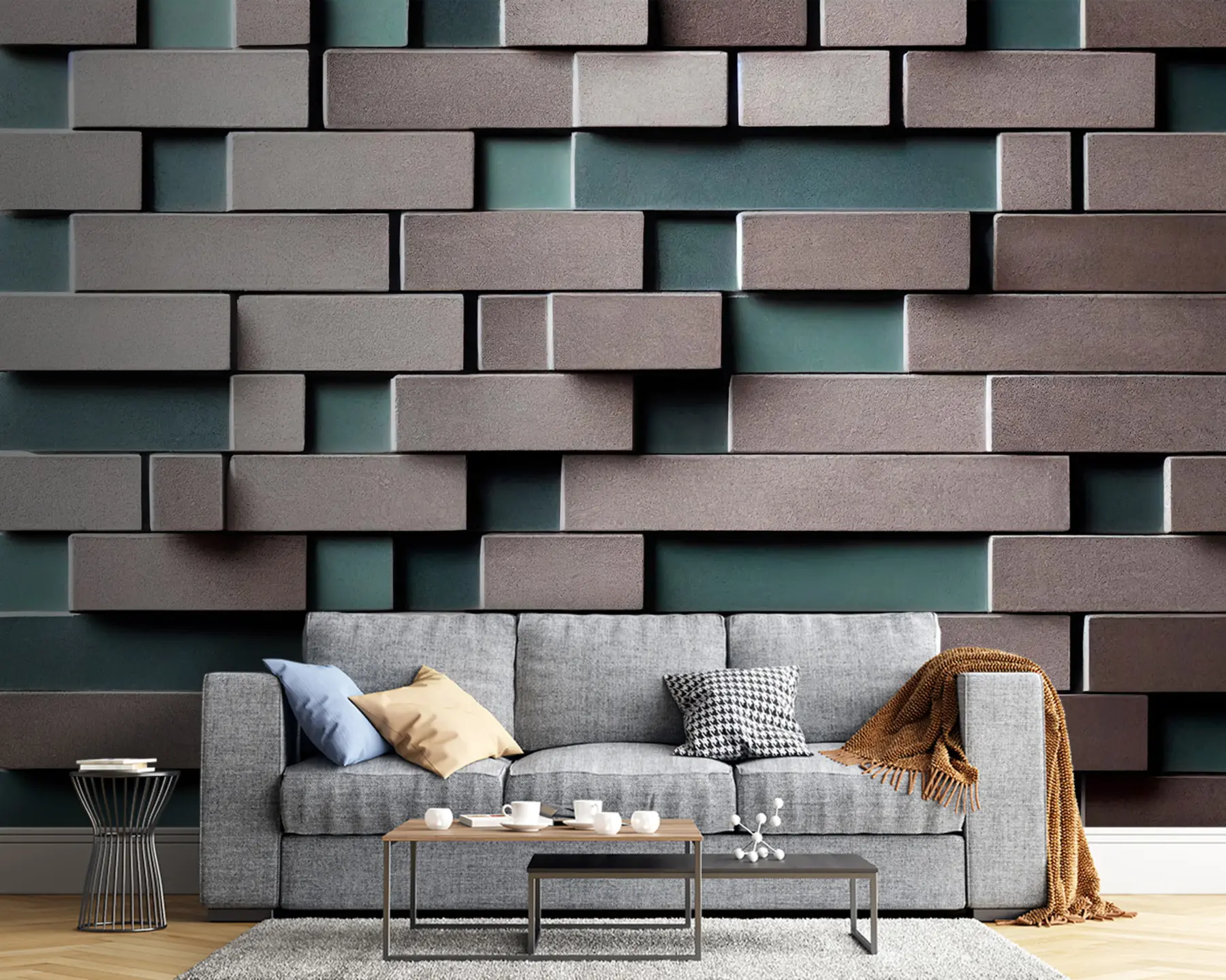 murales de pared Propiedad, rectángulo y azul u93411