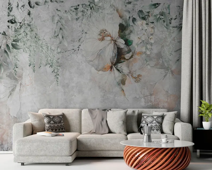 murales de pared Flor en fondo de grunge de hormigón u73969