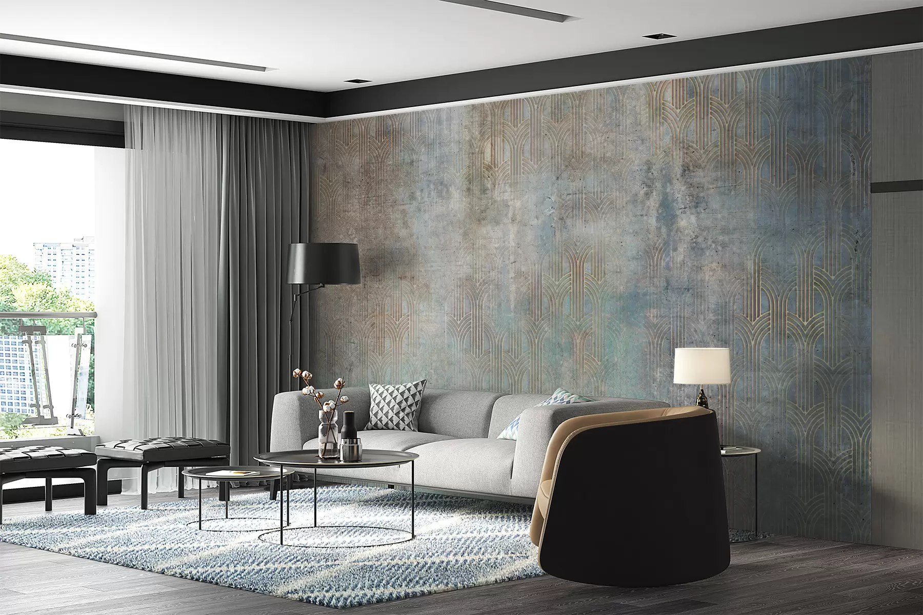 murales de pared patrón arqueado en la pared del grunge u73973