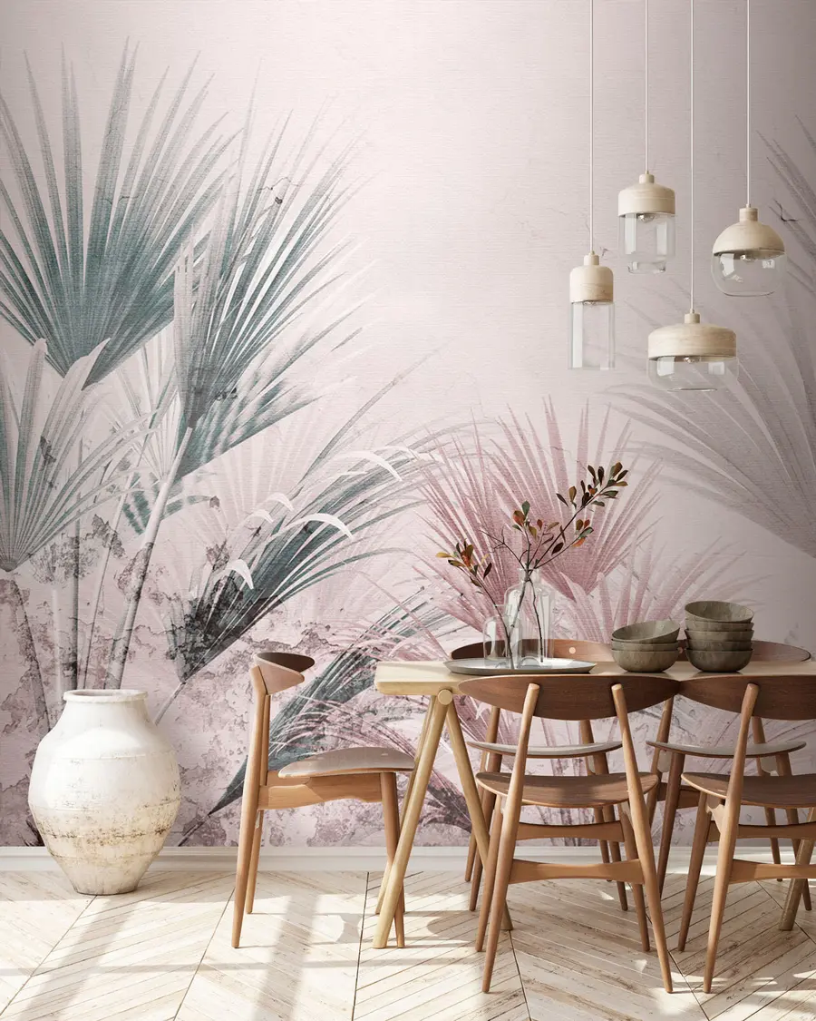 murales de pared Ramas y hojas tropicales 3D u73980